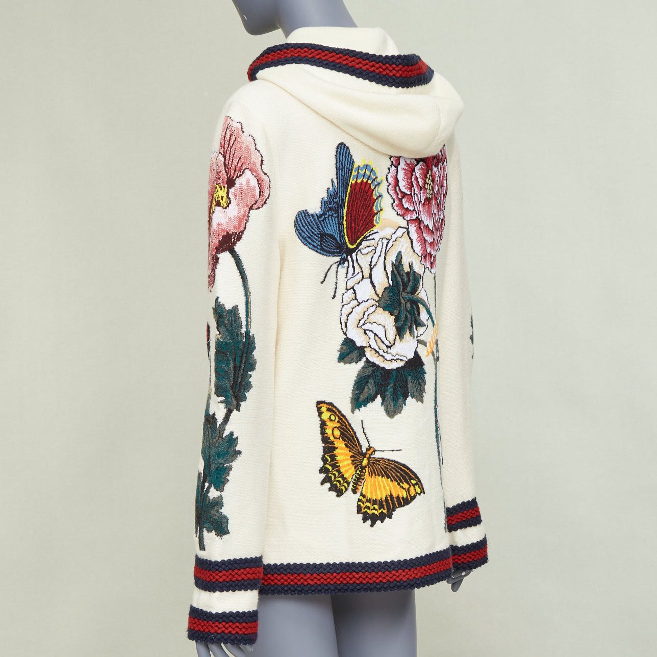 Gucci GUCCI Garden 2017 Runway white wool floral insect floral embroidered hooded cardigan coat XXS Size XS / US 0-2 / IT 36-38 - 6 Thumbnail