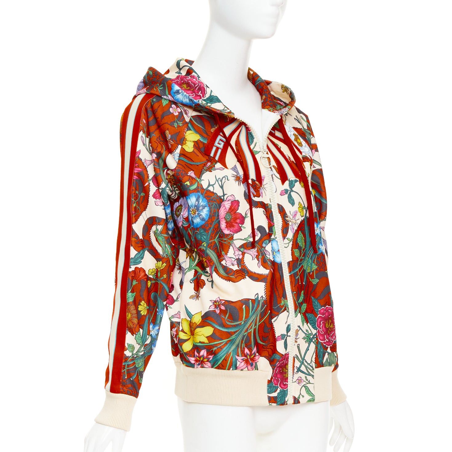 Gucci GUCCI 2018 Michele Bloom Nature Print red bow embroidery zip hoodie S Size S / US 4 / IT 40 - 4 Thumbnail