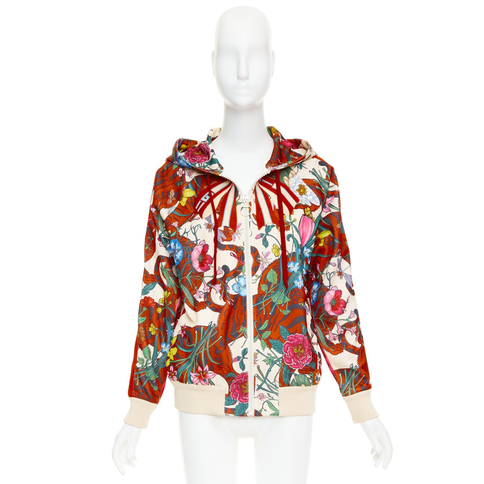 Gucci GUCCI 2018 Michele Bloom Nature Print red bow embroidery zip hoodie S Size S / US 4 / IT 40 - 10 Thumbnail