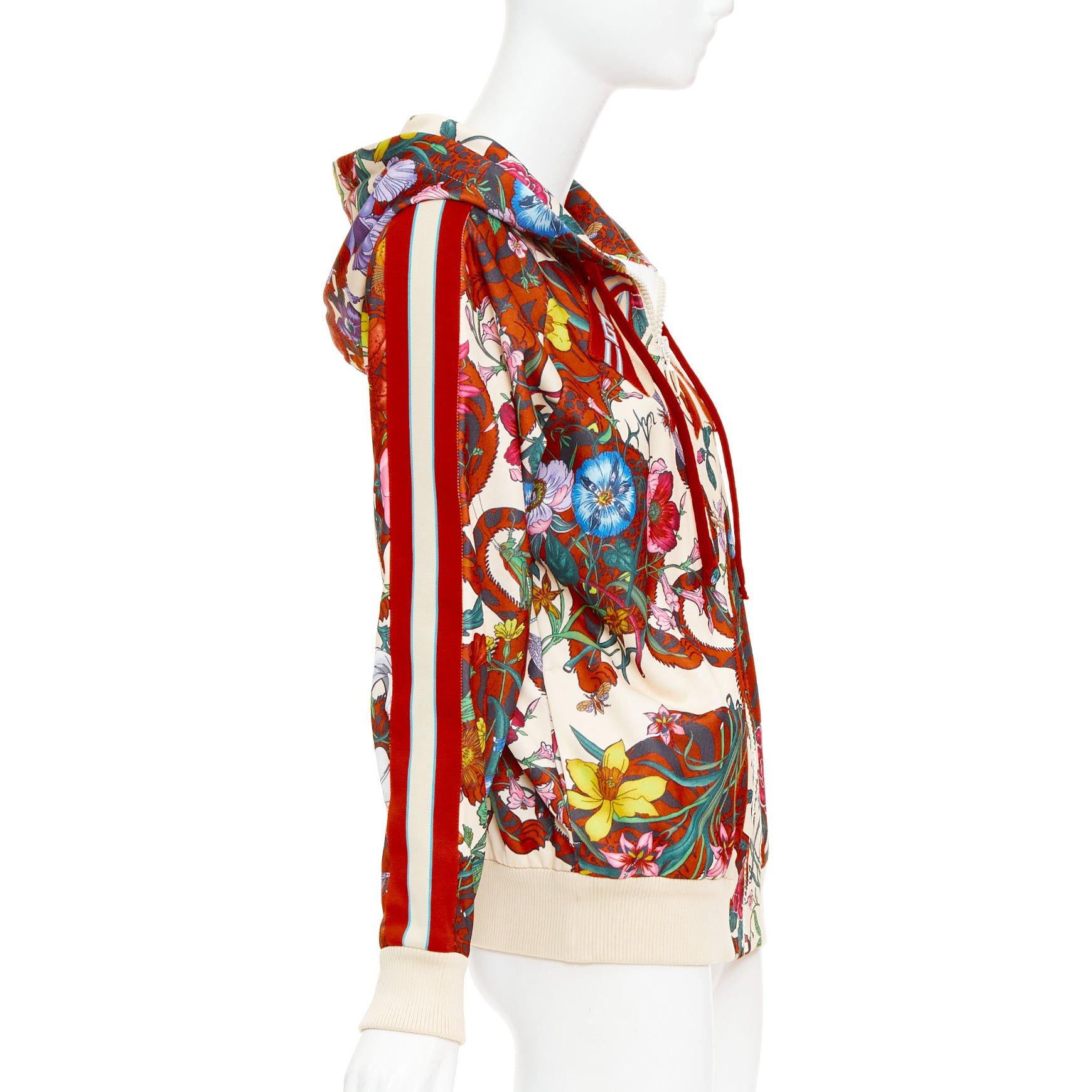 Gucci GUCCI 2018 Michele Bloom Nature Print red bow embroidery zip hoodie S Size S / US 4 / IT 40 - 5 Thumbnail
