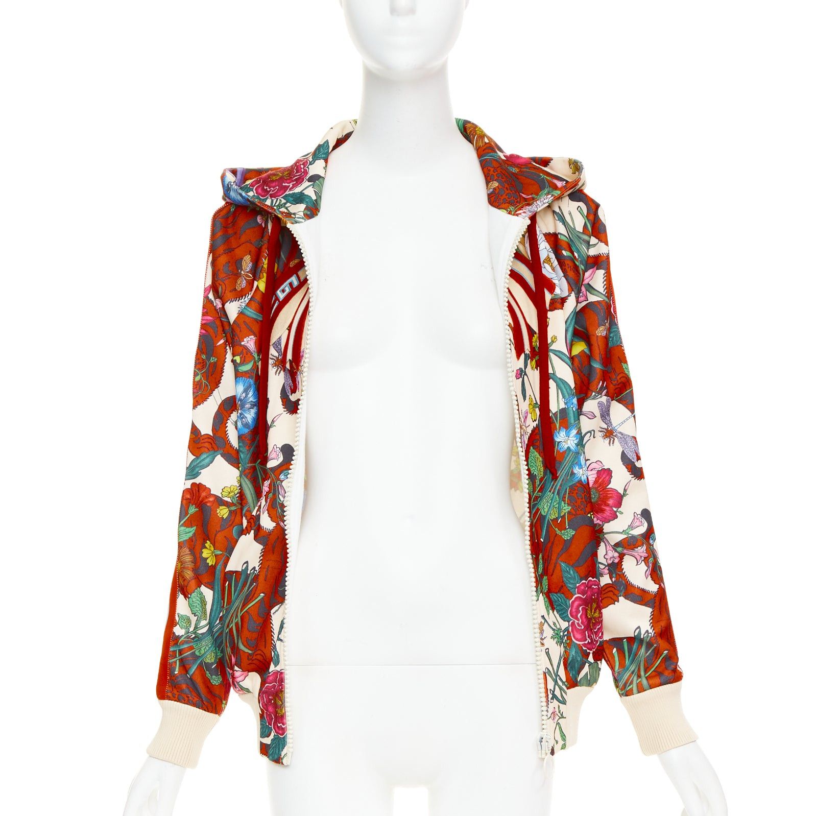 Gucci GUCCI 2018 Michele Bloom Nature Print red bow embroidery zip hoodie S Size S / US 4 / IT 40 - 3 Thumbnail