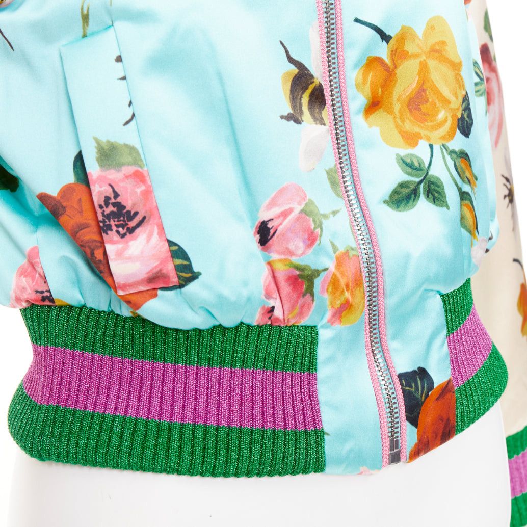 Gucci GUCCI 2016 Michele Runway blue silk butterfly bee embroidery bomber kacket IT40 S Size S / US 4 / IT 40 - 8 Thumbnail