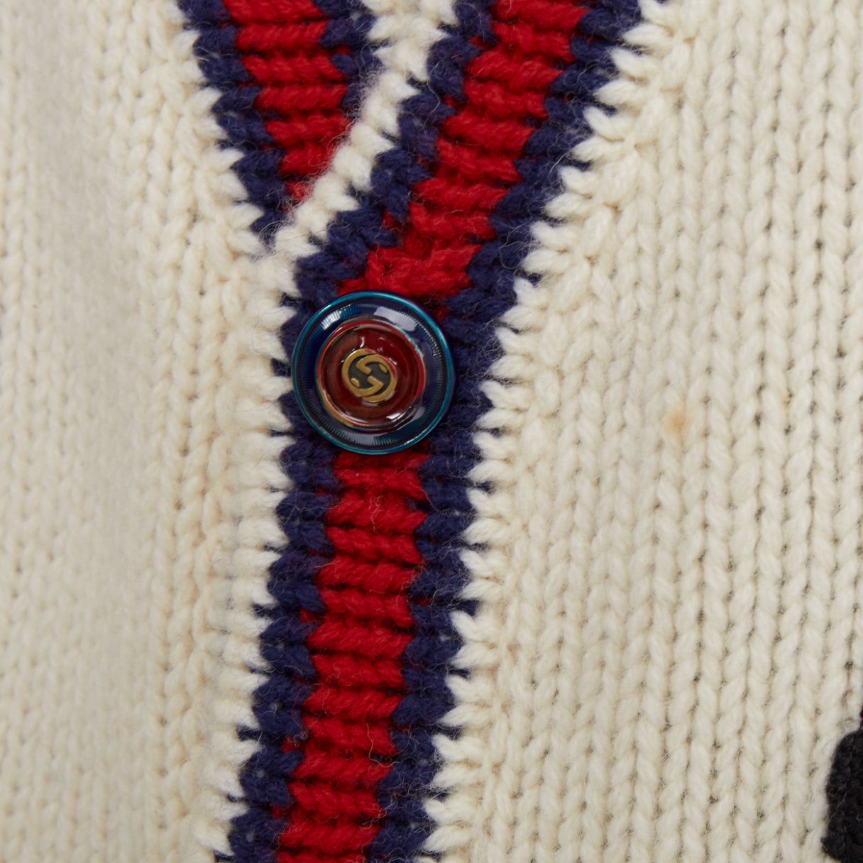 Gucci GUCCI 2018 Bosco Orso Year of Dog red cream wool needlepoint knit cardigan XXS Size XS / US 0-2 / IT 36-38 - 8 Thumbnail