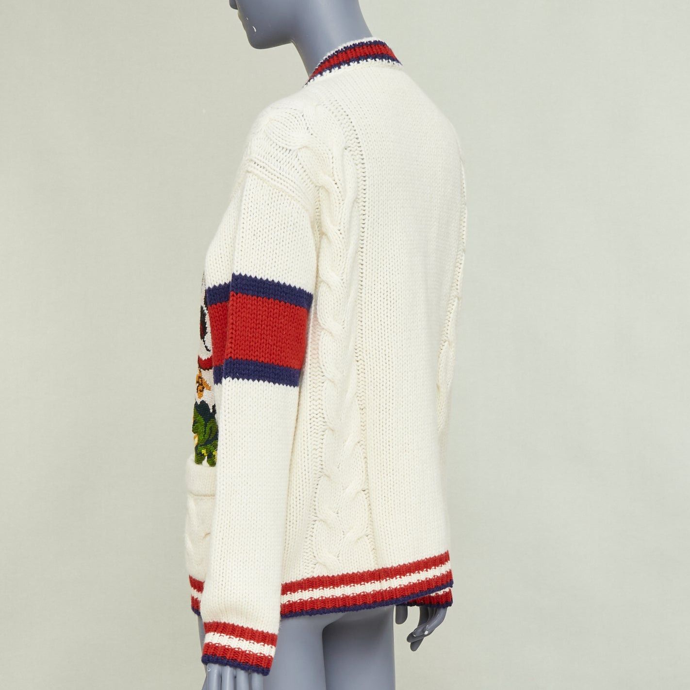 Gucci GUCCI 2018 Bosco Orso Year of Dog red cream wool needlepoint knit cardigan XXS Size XS / US 0-2 / IT 36-38 - 7 Thumbnail