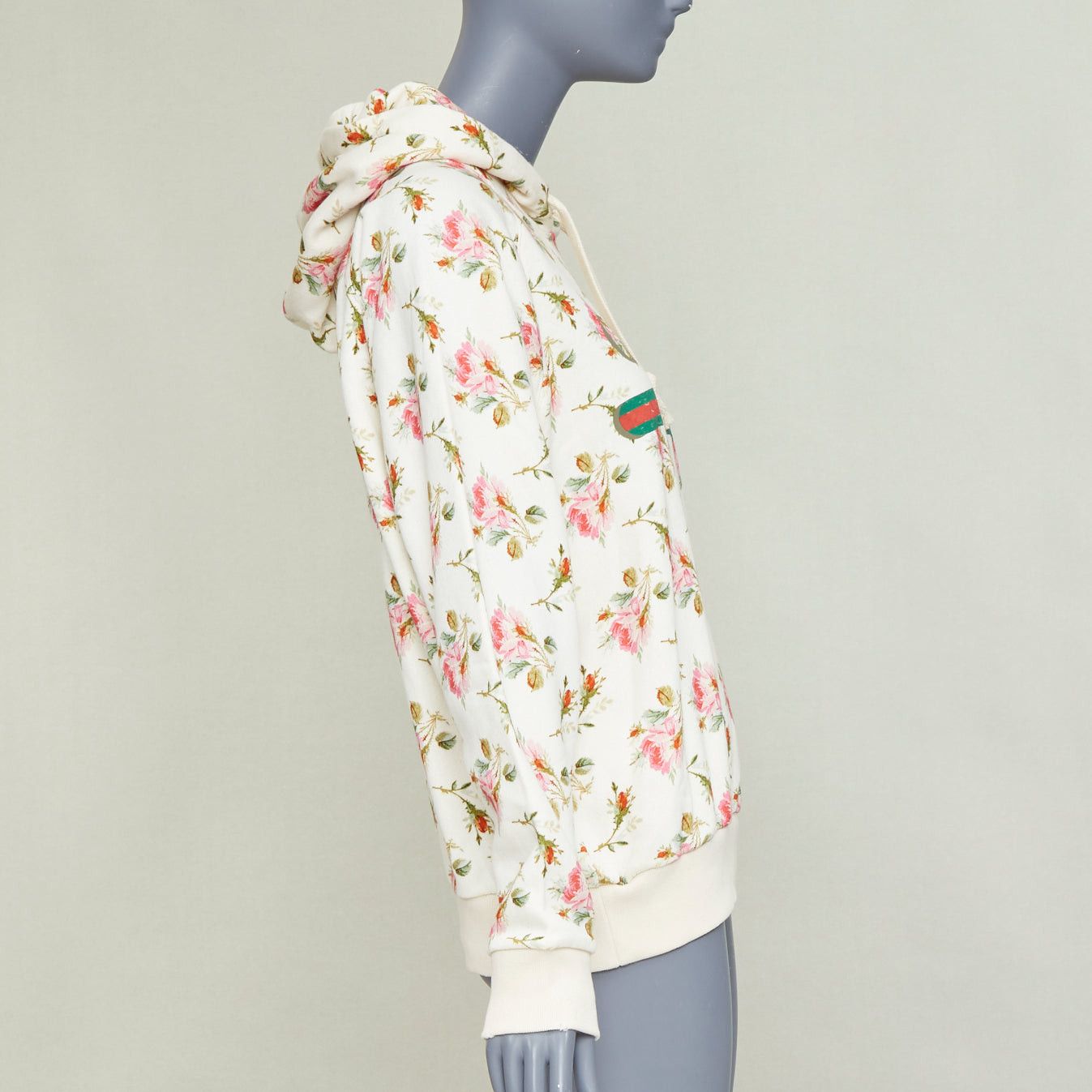 Gucci GUCCI 2017 ivory pink floral logo print jersey hoodie XS Size XS / US 0-2 / IT 36-38 - 4 Thumbnail