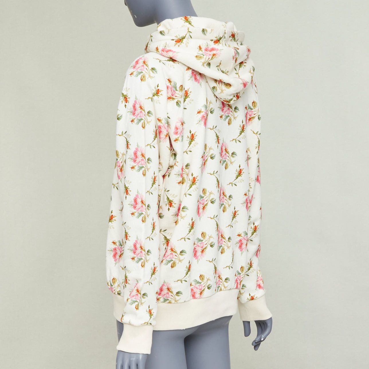 Gucci GUCCI 2017 ivory pink floral logo print jersey hoodie XS Size XS / US 0-2 / IT 36-38 - 6 Thumbnail