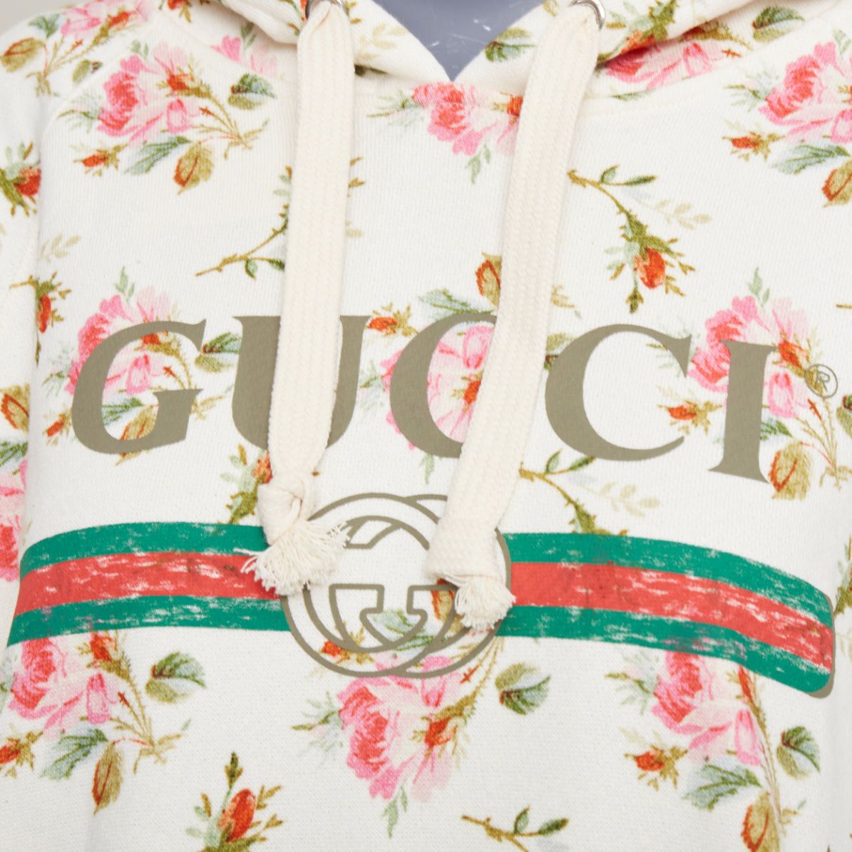 Gucci GUCCI 2017 ivory pink floral logo print jersey hoodie XS Size XS / US 0-2 / IT 36-38 - 2 Thumbnail