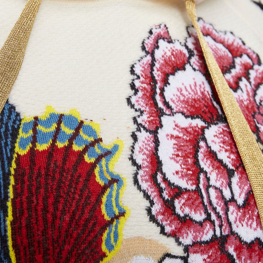 Gucci GUCCI 2017 Runway ivory wool cotton pom pom embroidered insect floral hoodie XXS Size XS / US 0-2 / IT 36-38 - 6 Thumbnail