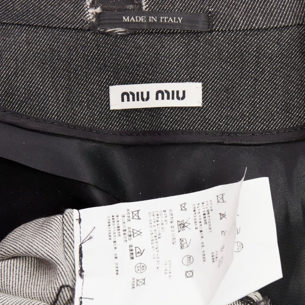 Miu Miu MIU MIU 2009 grey distressed holey cotton cropped blazer schoolboy jacket IT38 XS Size XS / US 0-2 / IT 36-38 - 9 Thumbnail