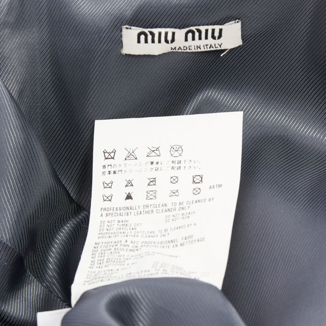 Miu Miu MIU MIU 2007 grey crackled lambskin leather A-line long coat IT38 XS Size XS / US 0-2 / IT 36-38 - 9 Thumbnail
