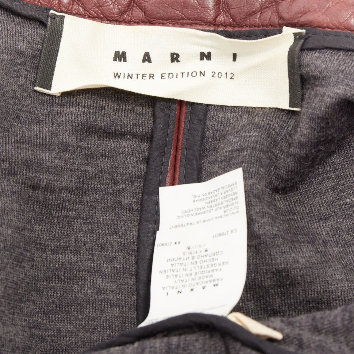 Marni MARNI 2012 burgundy crinkled lamb leather wool lining moto biker jacket IT42 M Size M / US 6-8 / IT 42-44 - 9 Thumbnail