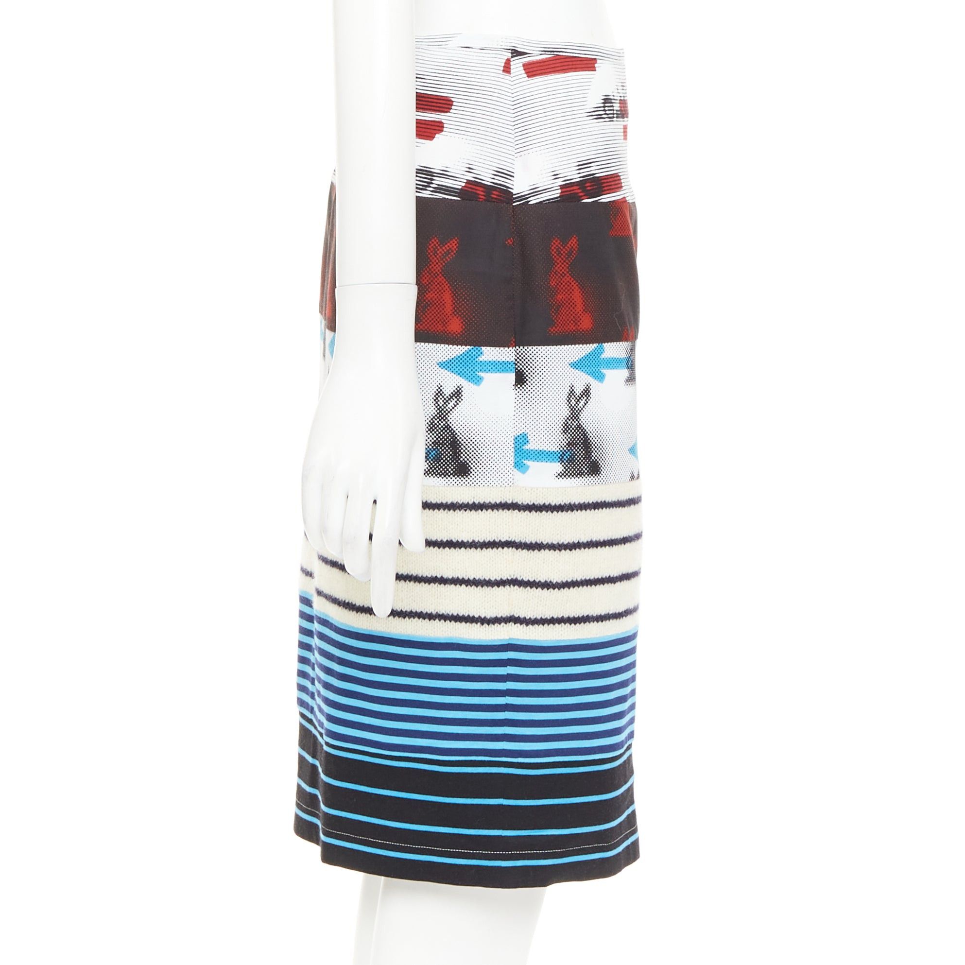Prada PRADA 2015 Rabbit Trick Race Car graphic stripe knit patchwork pencil skirt IT40 S Size 27" / US 4 / IT 40 - 4 Thumbnail