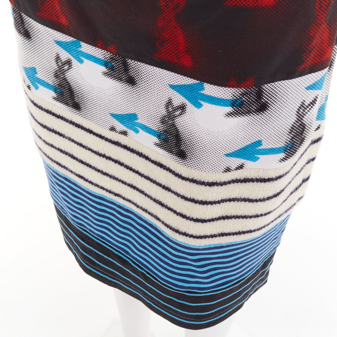 Prada PRADA 2015 Rabbit Trick Race Car graphic stripe knit patchwork pencil skirt IT40 S Size 27" / US 4 / IT 40 - 7 Thumbnail