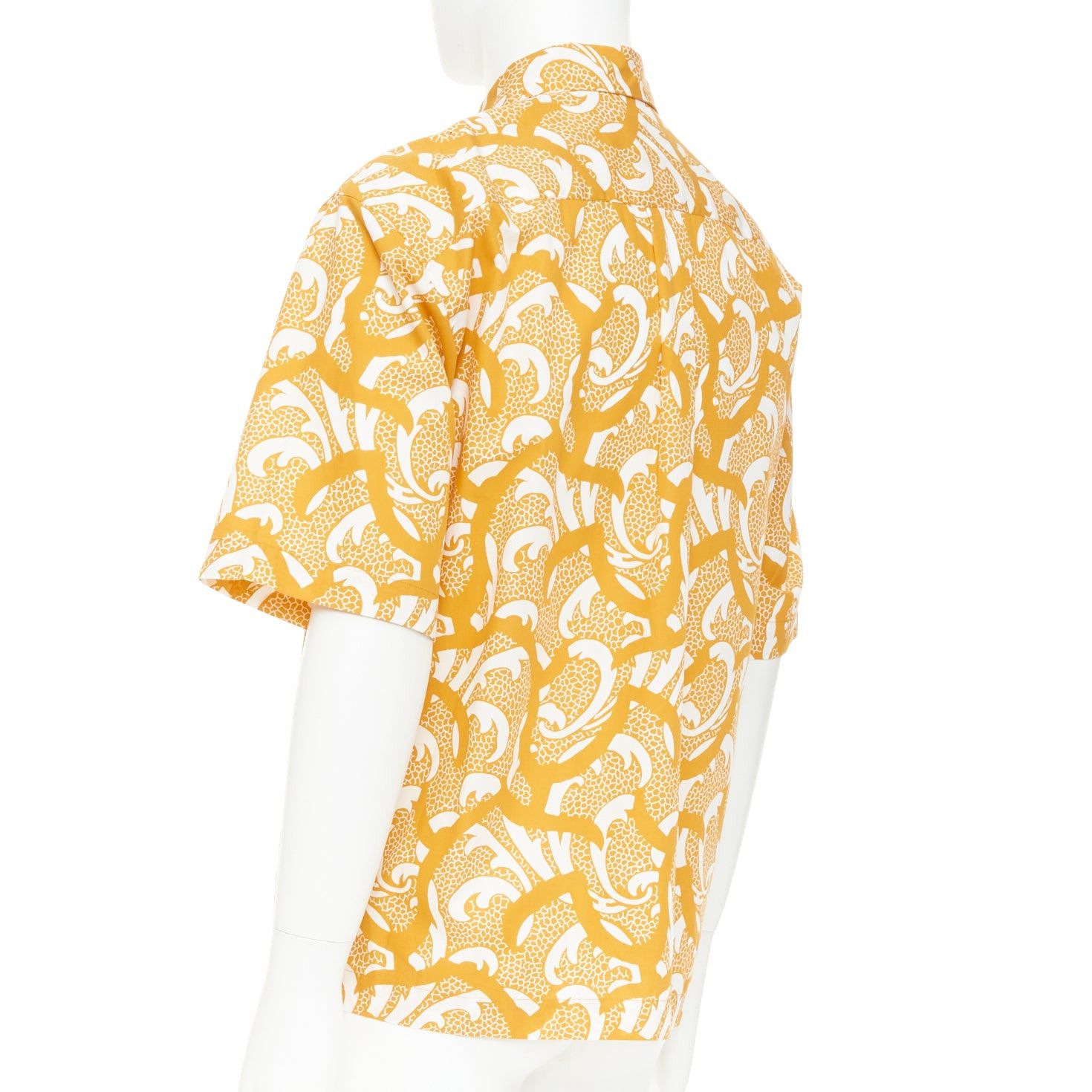 Dries Van Noten DRIES VAN NOTEN yellow cotton lilac sequin embroidered short sleeve bowling shirt S Size US S / EU 44-46 / 1 - 6 Thumbnail