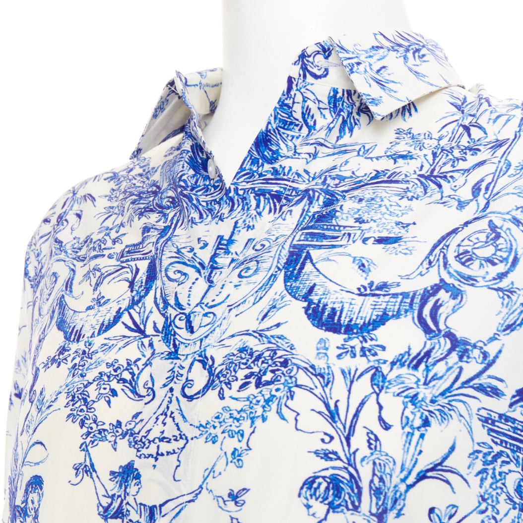 Dior DIOR HOMME 2020 Toile De Jouy 100% silk white blue print long sleeve shirt EU38 S Size US S / EU 44-46 / 1 - 2 Thumbnail