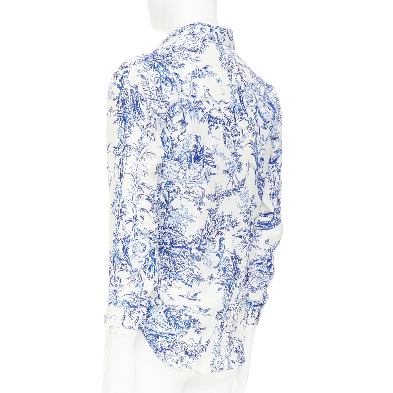 Dior DIOR HOMME 2020 Toile De Jouy 100% silk white blue print long sleeve shirt EU38 S Size US S / EU 44-46 / 1 - 6 Thumbnail