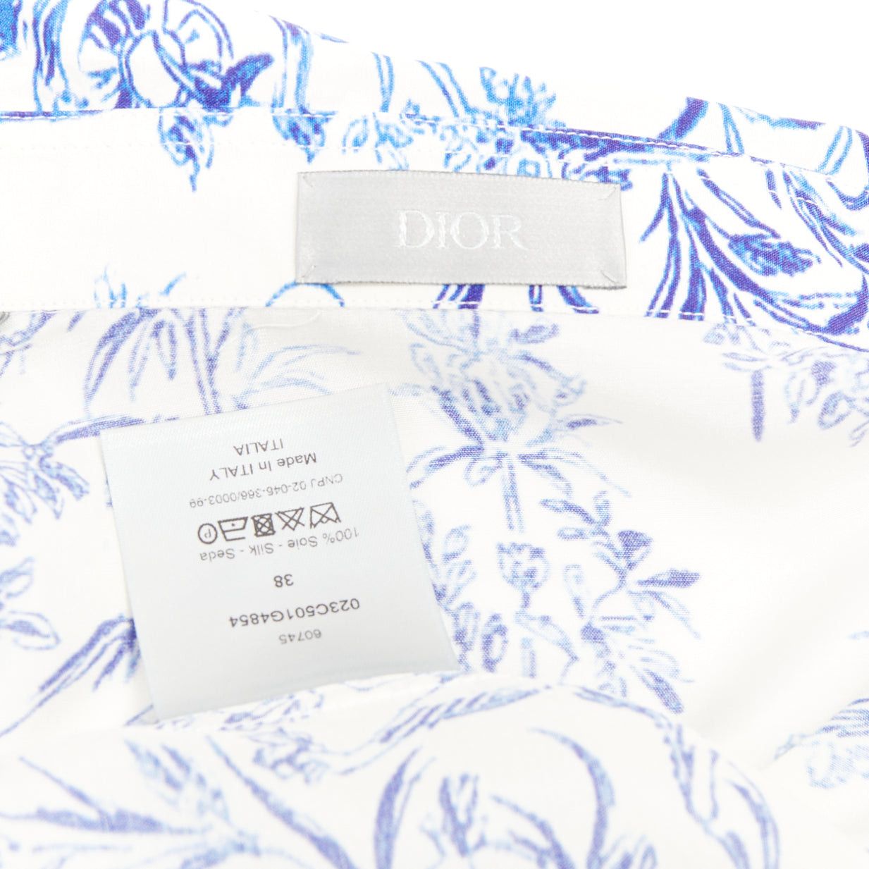 Dior DIOR HOMME 2020 Toile De Jouy 100% silk white blue print long sleeve shirt EU38 S Size US S / EU 44-46 / 1 - 8 Thumbnail