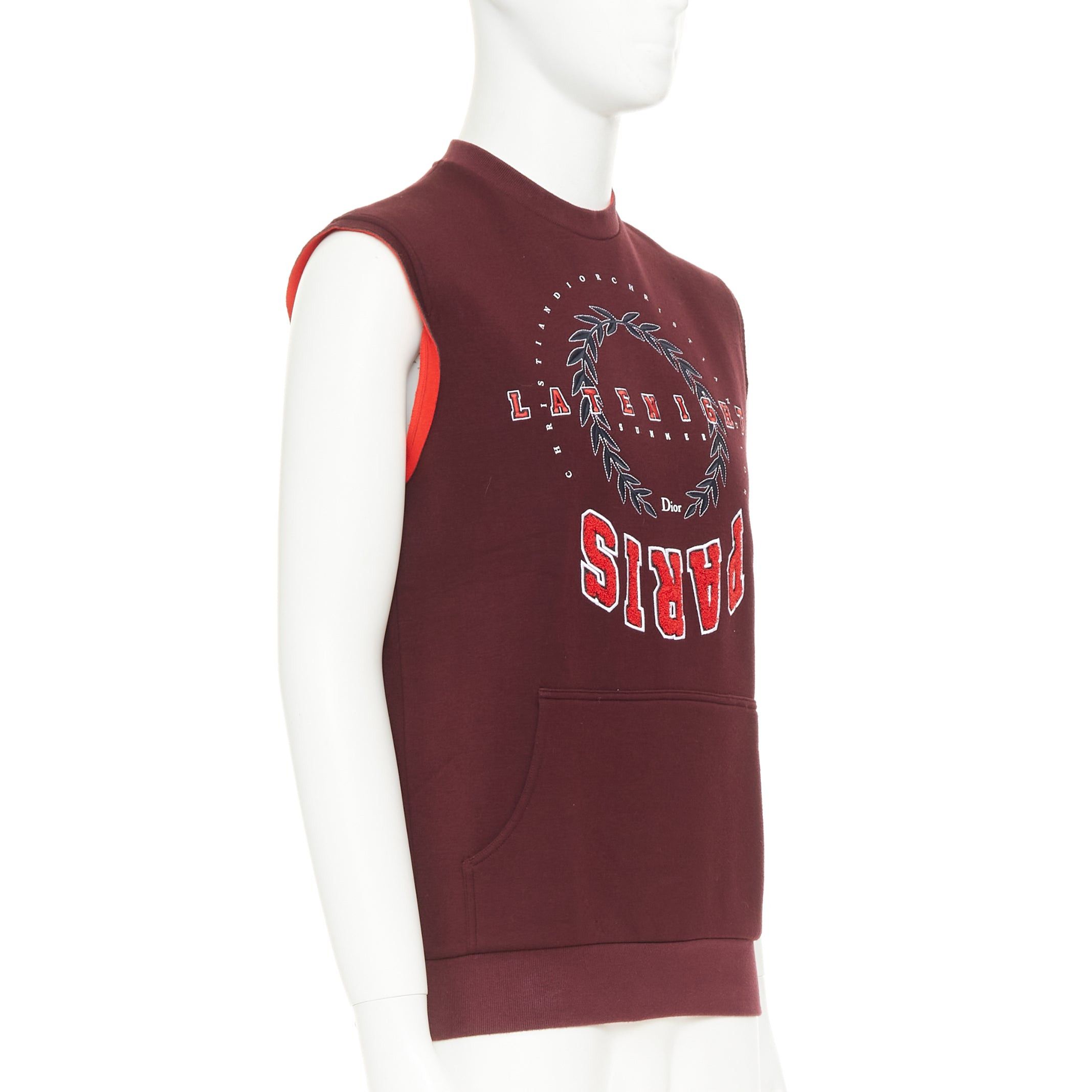 Dior DIOR HOMME 2018 Late Night Paris burgundy neoprene logo sleeveless sweatshirt XS Ahn Hyo-Seop Size US XS / EU 42 / 0 - 3 Thumbnail