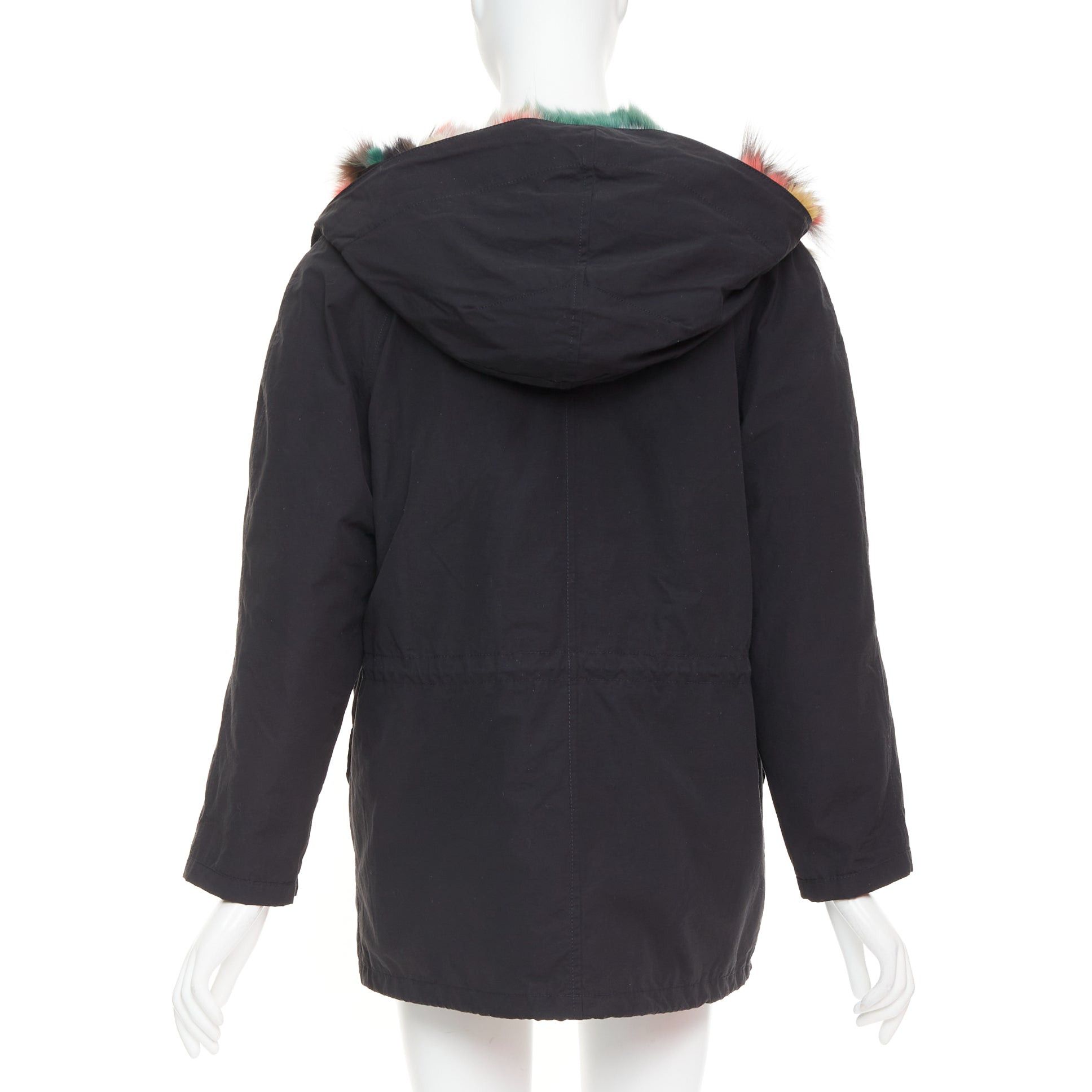 Other Black cotton detachable multicolour fox fur lined parka coat IT36 XXS Size XS / US 0-2 / IT 36-38 - 6 Thumbnail