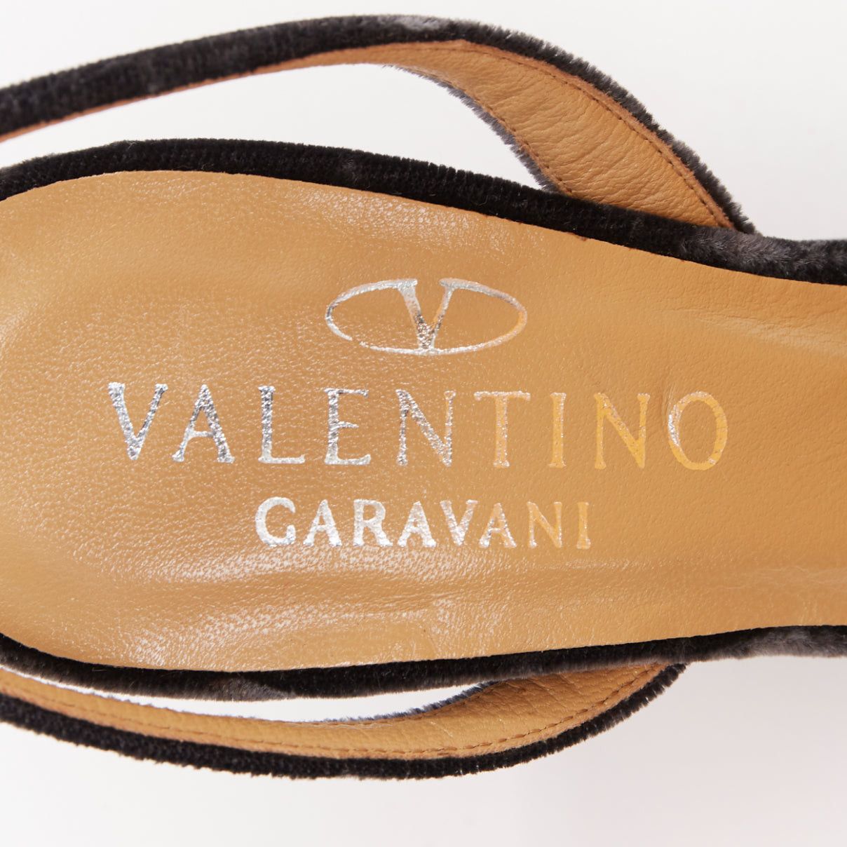 Valentino VALENTINO GARAVANI Vintage dark grey crushed velvet crystal wedge sandals EU36 Size US 6 / IT 36 - 9 Thumbnail