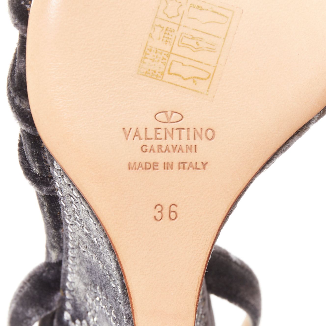 Valentino VALENTINO GARAVANI Vintage dark grey crushed velvet crystal wedge sandals EU36 Size US 6 / IT 36 - 10 Thumbnail