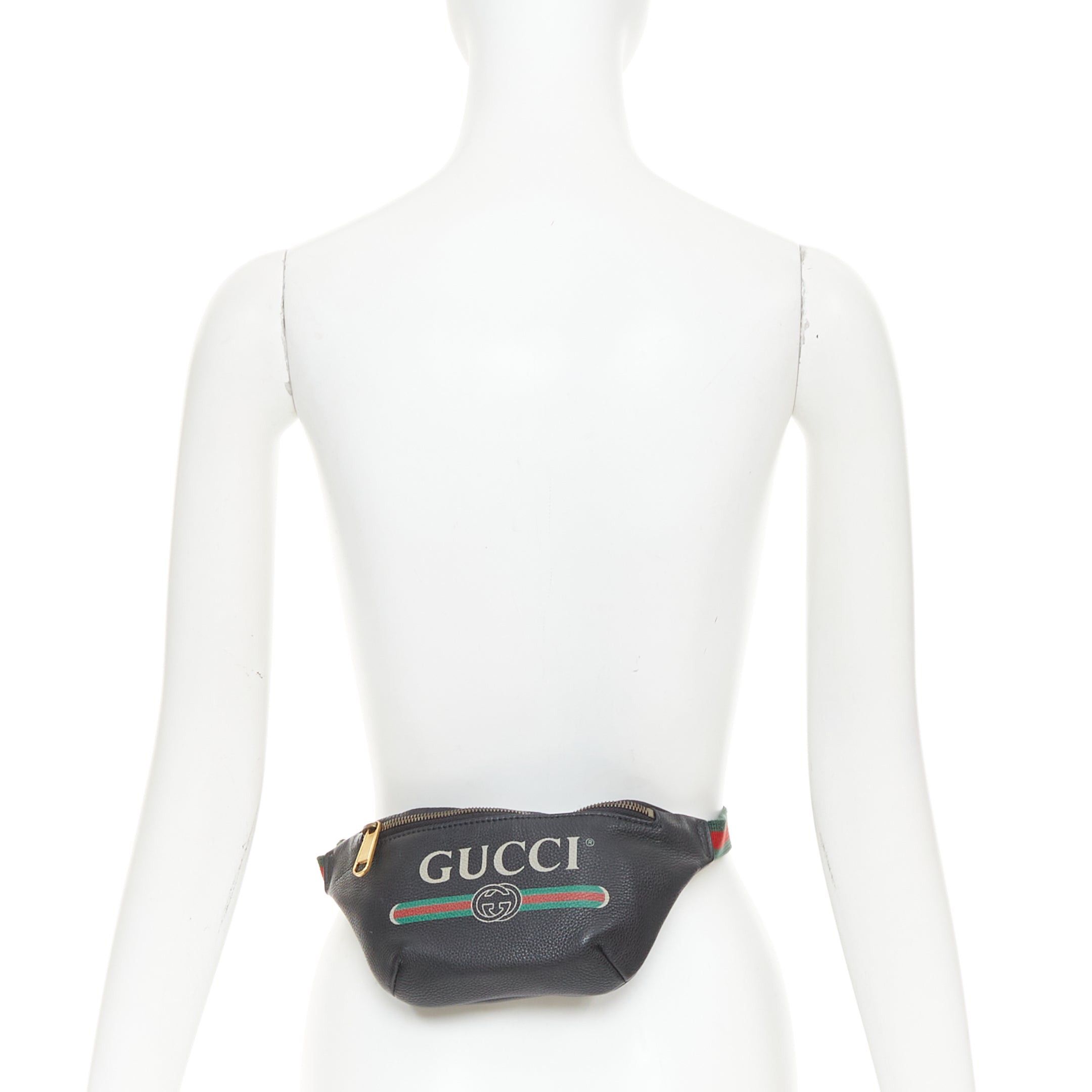 Gucci GUCCI Alessandro Michele black vintage logo print web strap small crossbody belt bag Size ONE SIZE - 2 Thumbnail