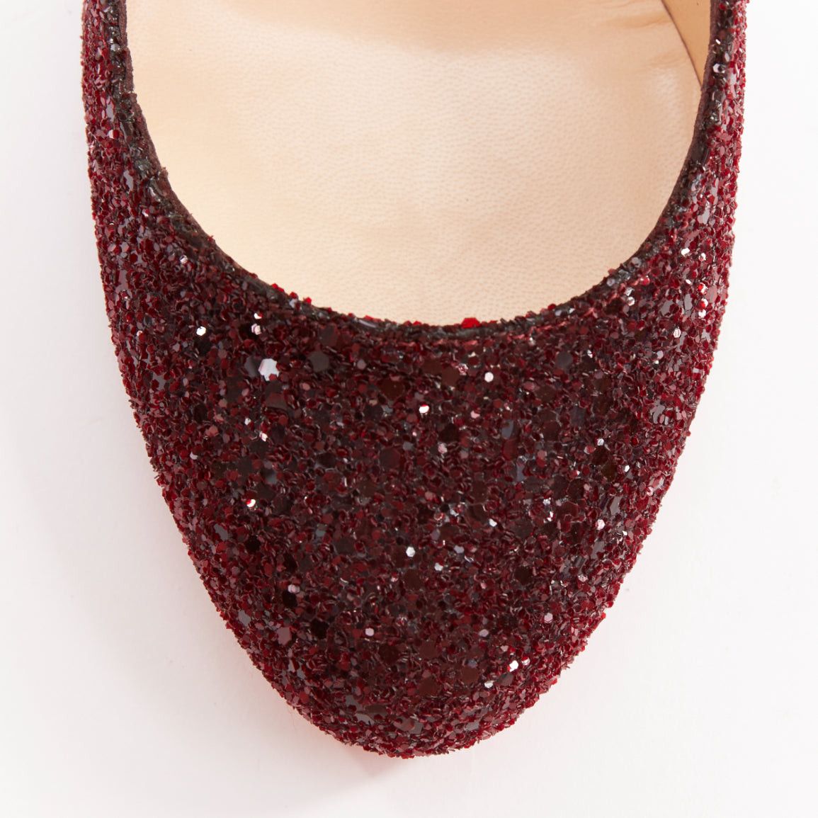 Christian Louboutin CHRISTIAN LOUBOUTIN Ron Ron 100 Glitter Oxblood red almond toe pump EU37.5 Size US 7.5 / IT 37.5 - 6 Thumbnail