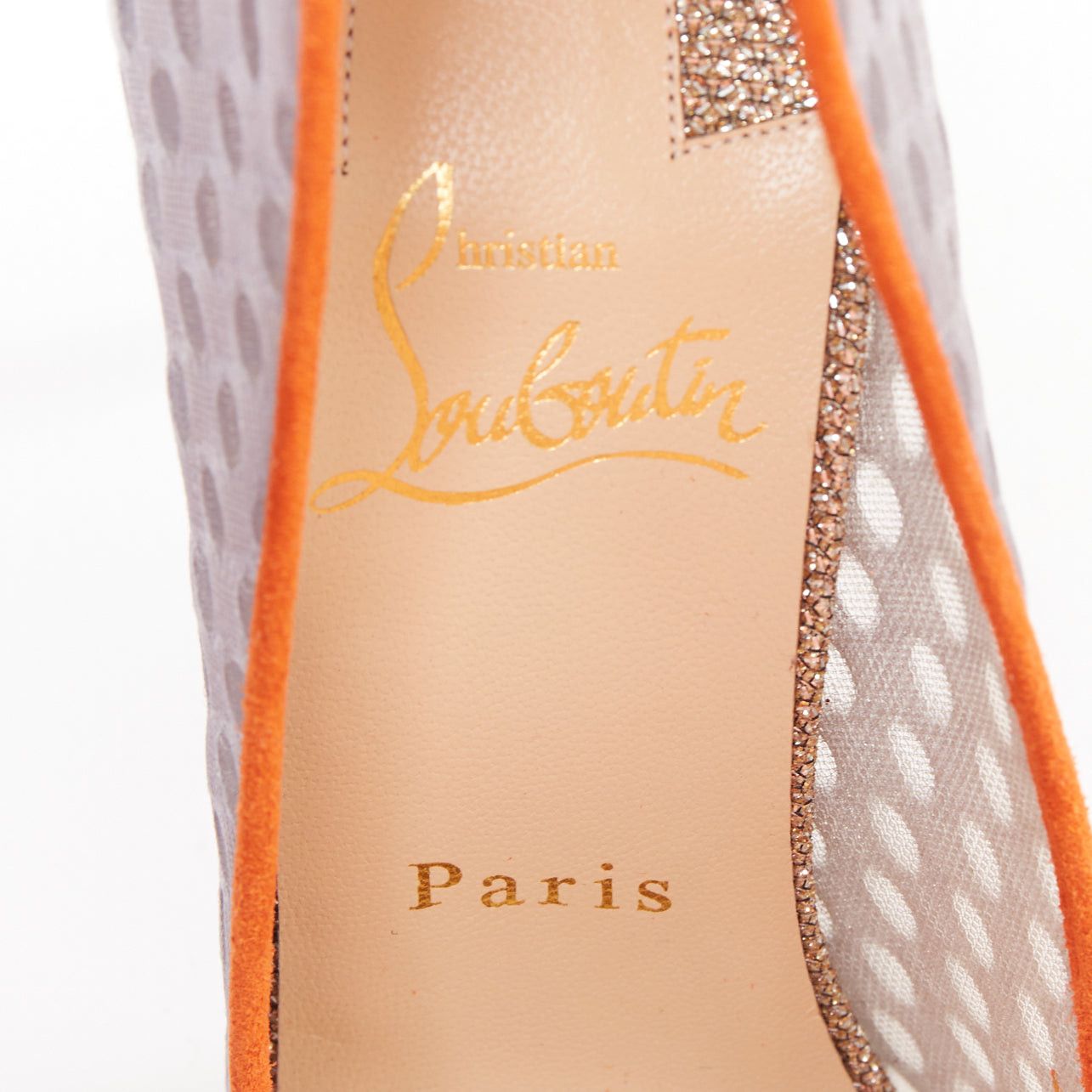 Christian Louboutin CHRISTIAN LOUBOUTIN Follies Resille 100 Tis Alveo Pierre grey mesh silver pump EU37.5 Size US 7.5 / IT 37.5 - 9 Thumbnail