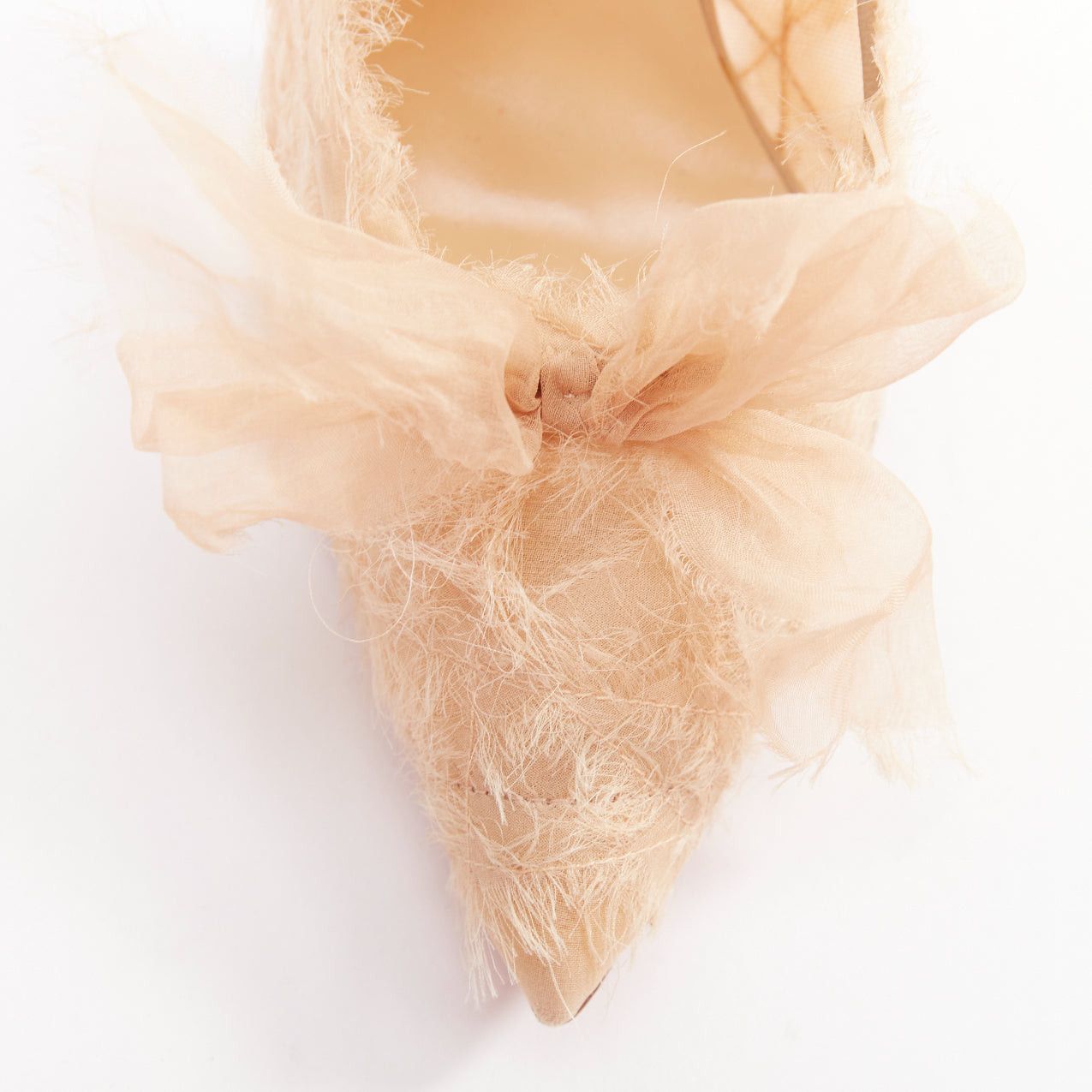 Christian Louboutin CHRISTIAN LOUBOUTIN Toufrou 100 Bridal nude frayed organza bow leather pumps EU37 Size US 7 / IT 37 - 6 Thumbnail