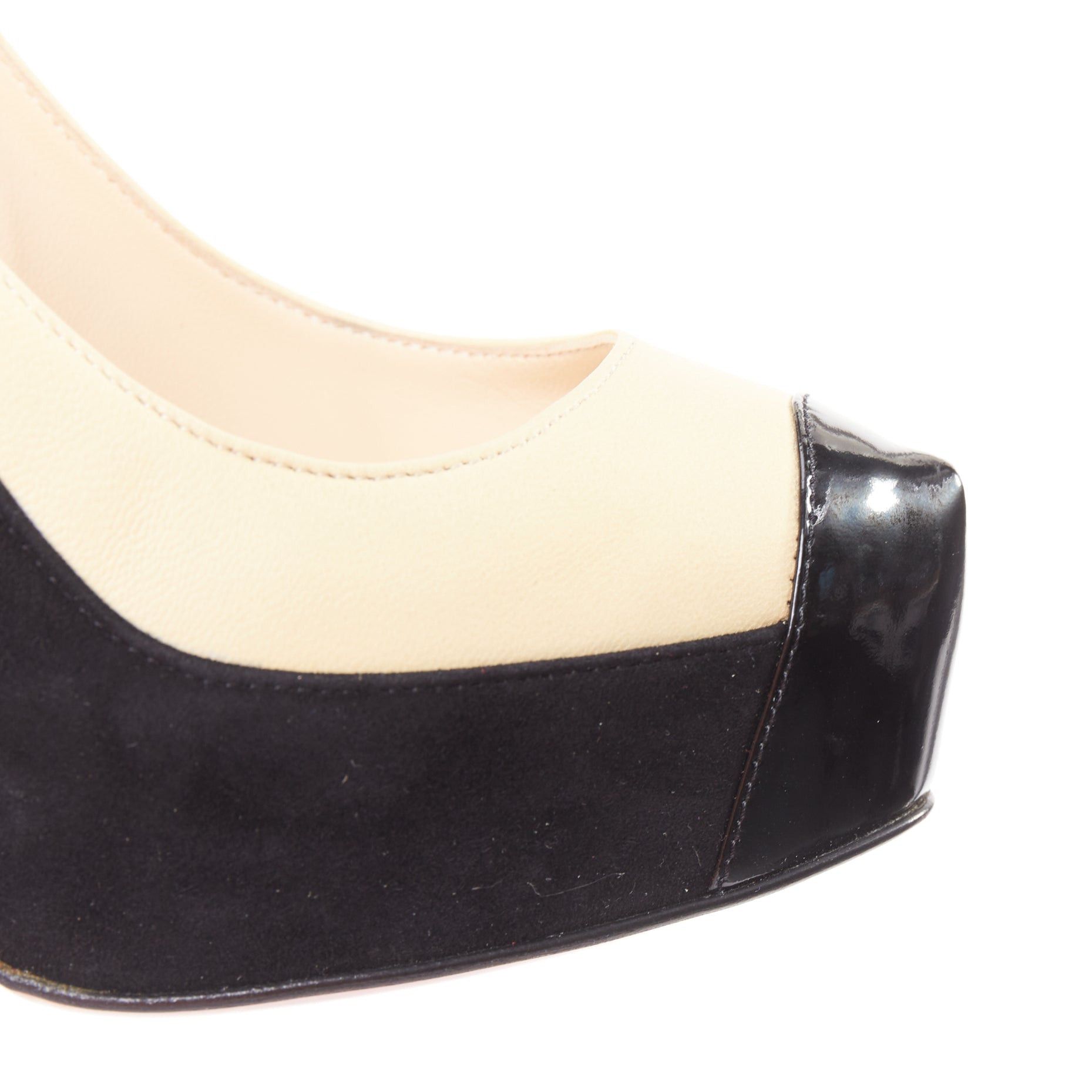 Christian Louboutin CHRISTIAN LOUBOUTIN Mago 140 black suede nude leather tri-tone platform pumps EU37 Size US 7 / IT 37 - 7 Thumbnail