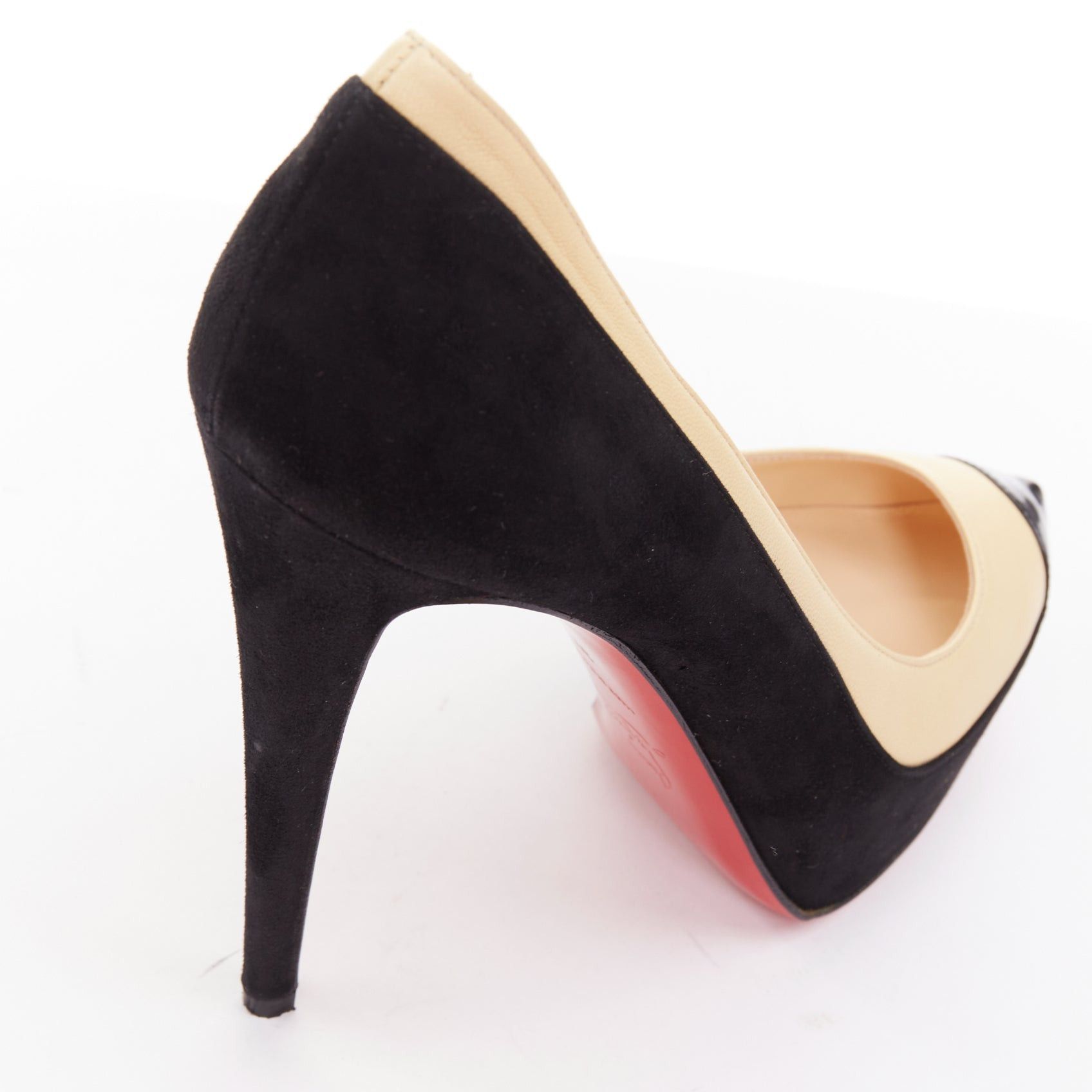 Christian Louboutin CHRISTIAN LOUBOUTIN Mago 140 black suede nude leather tri-tone platform pumps EU37 Size US 7 / IT 37 - 8 Thumbnail