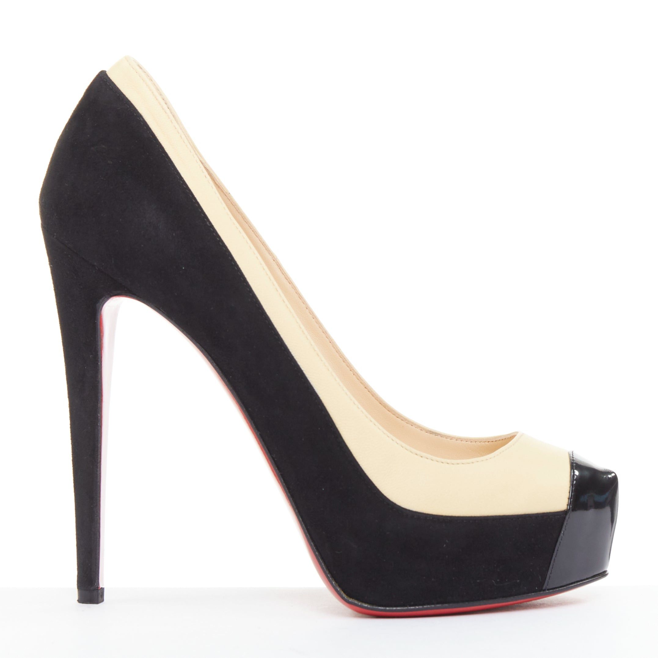 Christian Louboutin CHRISTIAN LOUBOUTIN Mago 140 black suede nude leather tri-tone platform pumps EU37 Size US 7 / IT 37 - 2 Thumbnail