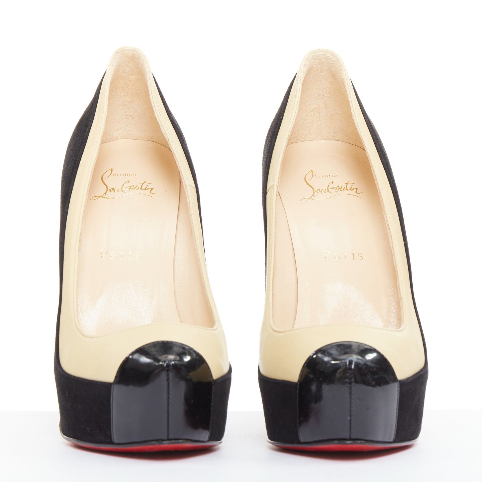 Christian Louboutin CHRISTIAN LOUBOUTIN Mago 140 black suede nude leather tri-tone platform pumps EU37 Size US 7 / IT 37 - 3 Thumbnail