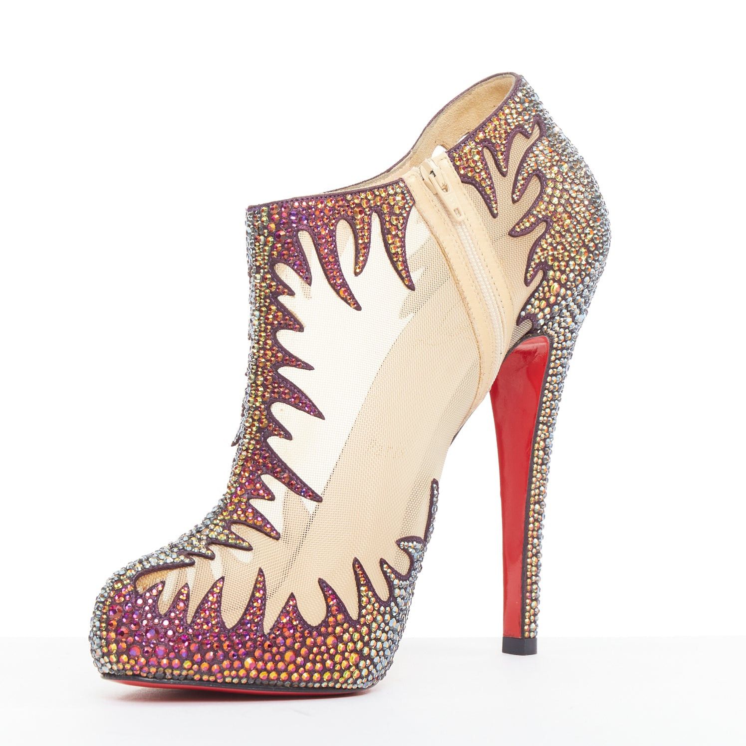 Christian Louboutin rare CHRISTIAN LOUBOUTIN Marale Boot 140 Suede Vulcano strass crystal mesh booties EU38 Size US 8 / IT 38 - 4 Thumbnail