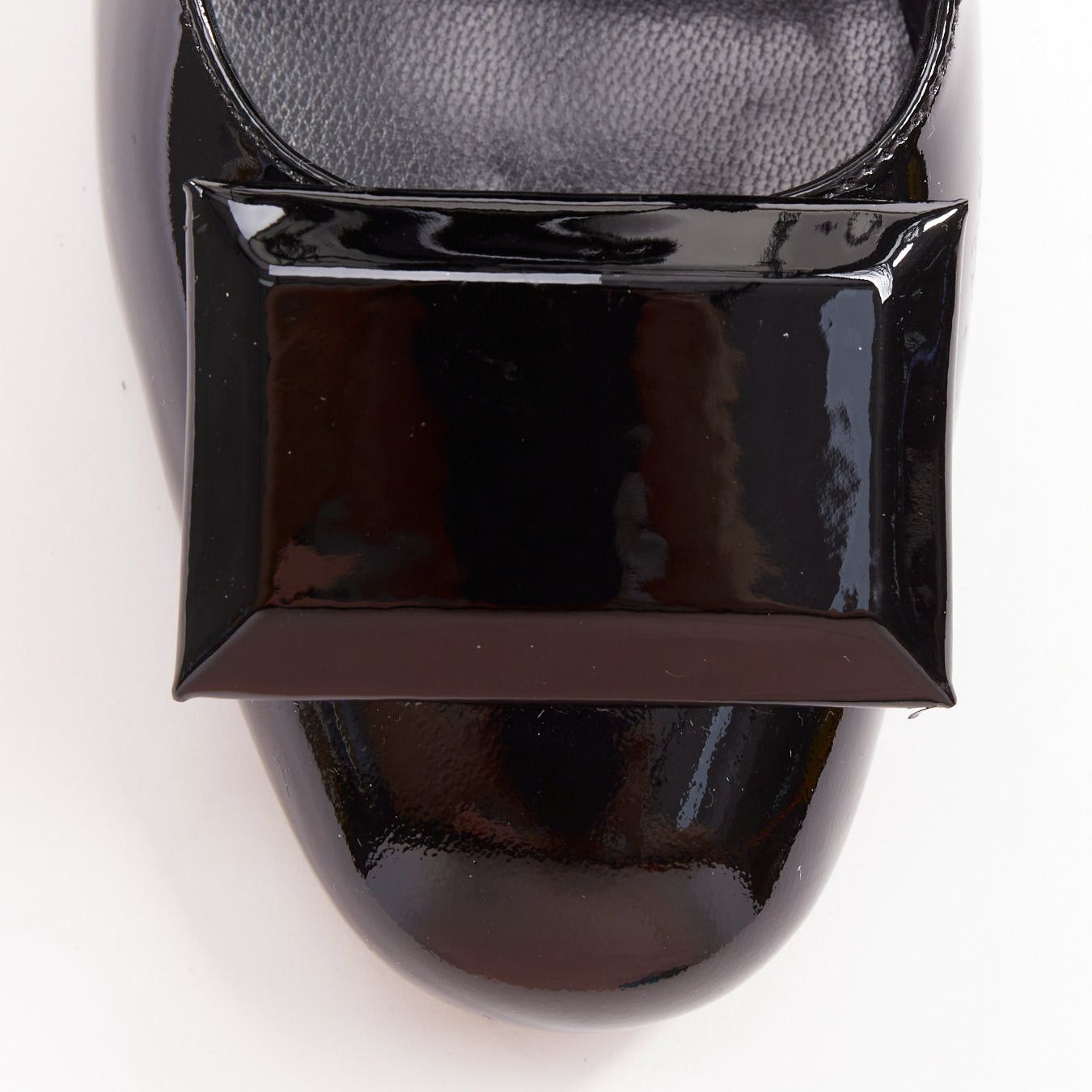 Saint Laurent Paris SAINT LAURENT black patent square brooch maryjane kitten pumps EU37.5 Size US 7.5 / IT 37.5 - 6 Thumbnail