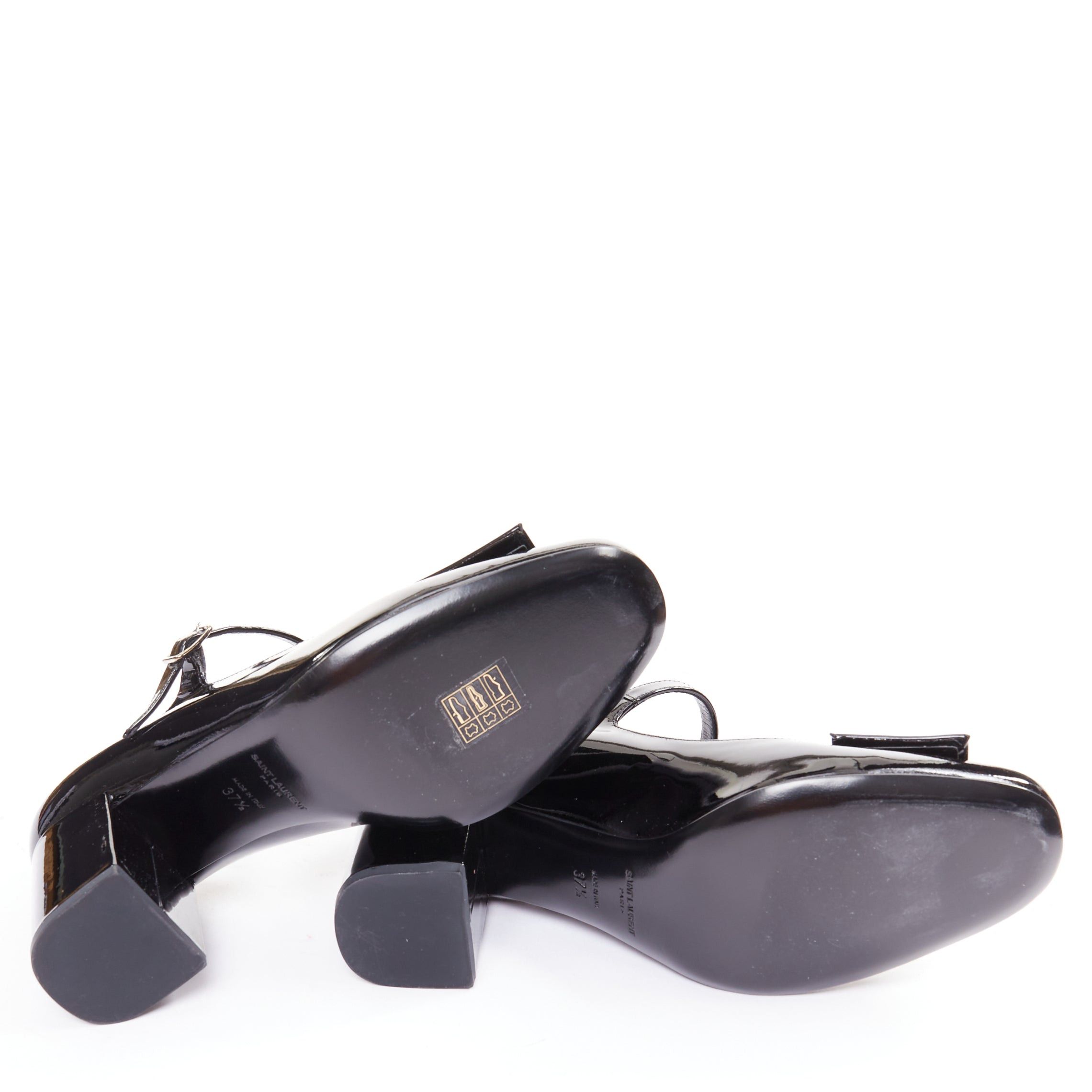 Saint Laurent Paris SAINT LAURENT black patent square brooch maryjane kitten pumps EU37.5 Size US 7.5 / IT 37.5 - 11 Thumbnail