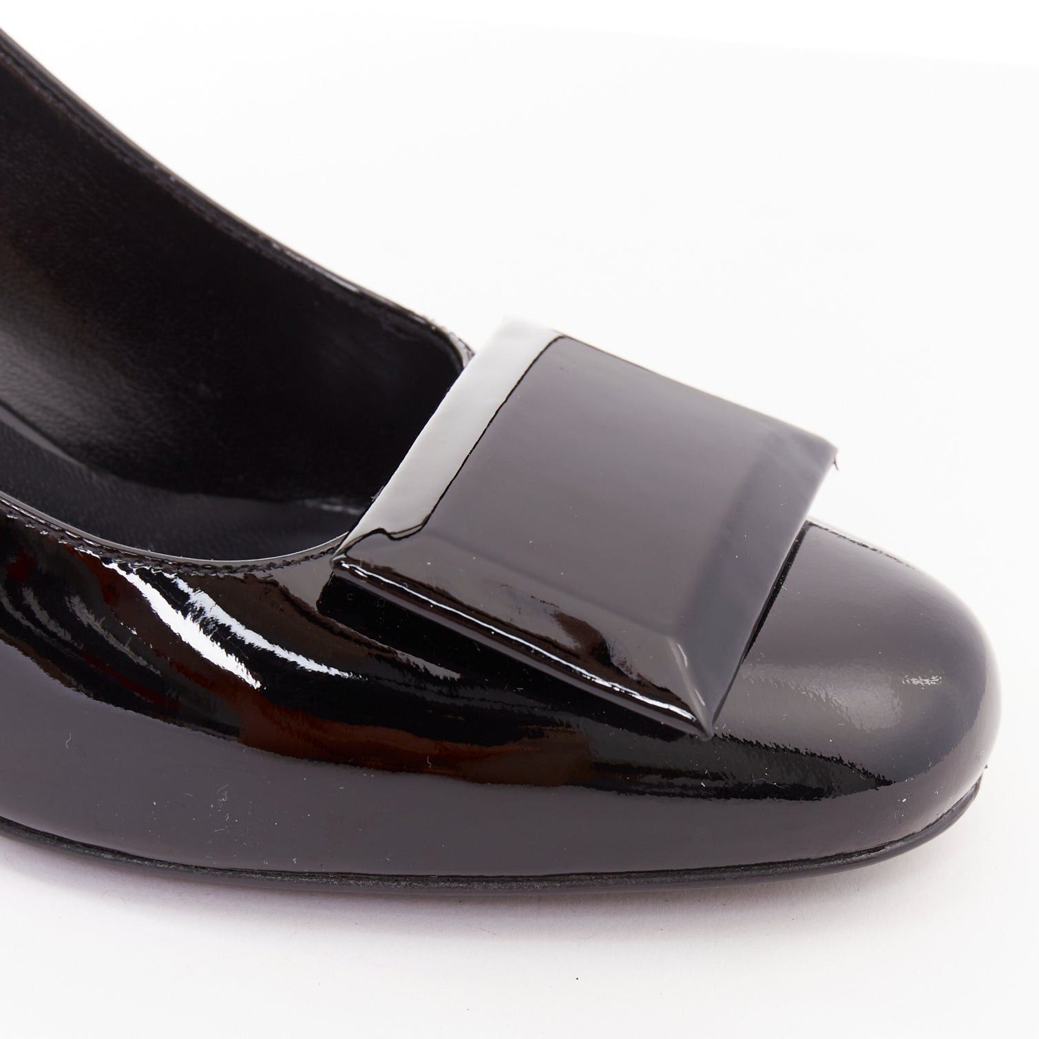 Saint Laurent Paris SAINT LAURENT black patent square brooch maryjane kitten pumps EU37.5 Size US 7.5 / IT 37.5 - 7 Thumbnail