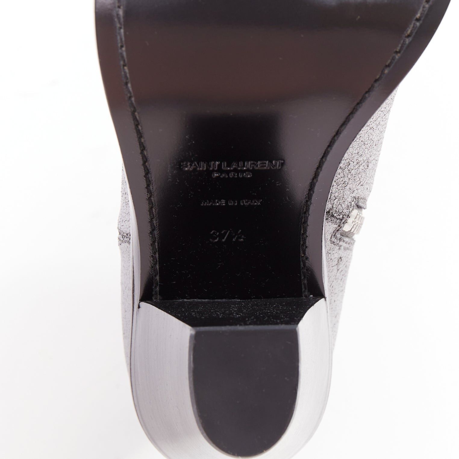 Saint Laurent Paris SAINT LAURENT metallic silver blue shift leather western cowboy ankle boots EU37.5 Size US 7.5 / IT 37.5 - 10 Thumbnail