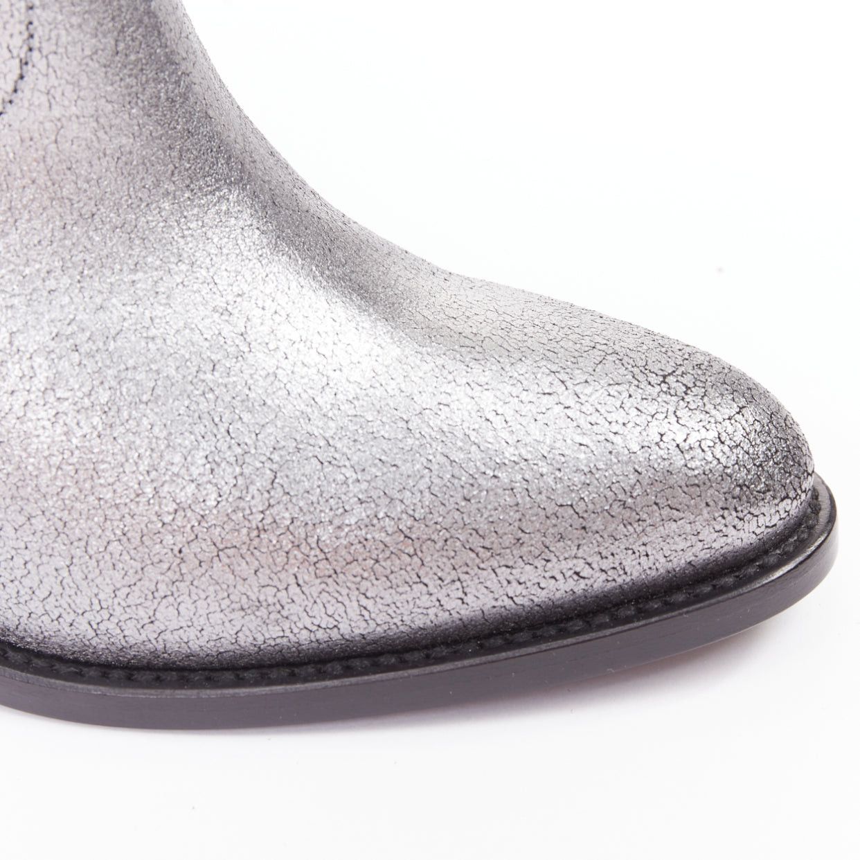 Saint Laurent Paris SAINT LAURENT metallic silver blue shift leather western cowboy ankle boots EU37.5 Size US 7.5 / IT 37.5 - 7 Thumbnail