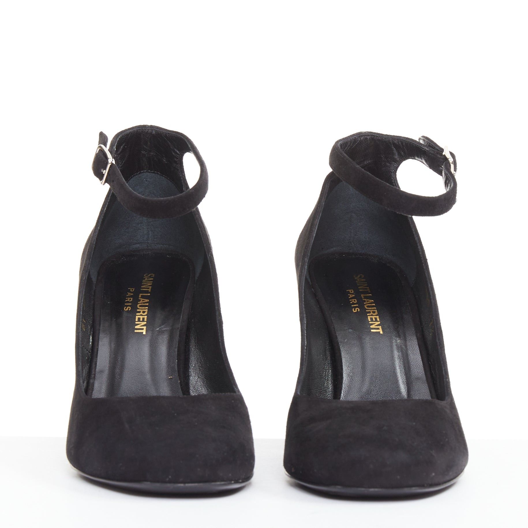 Saint Laurent Paris SAINT LAURENT black suede leather buckle maryjane block heel pump EU37.5 Size US 7.5 / IT 37.5 - 3 Thumbnail