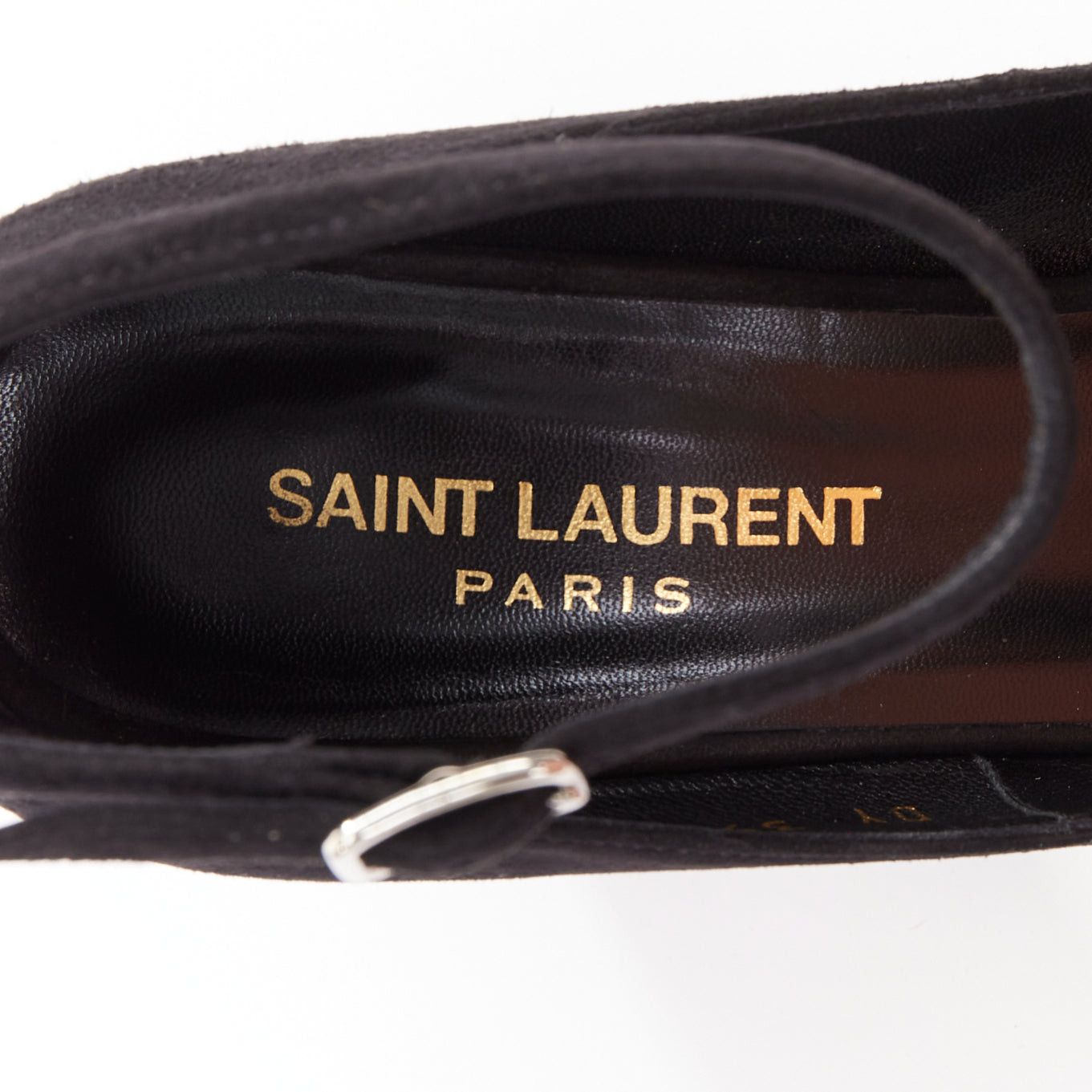 Saint Laurent Paris SAINT LAURENT black suede leather buckle maryjane block heel pump EU37.5 Size US 7.5 / IT 37.5 - 9 Thumbnail