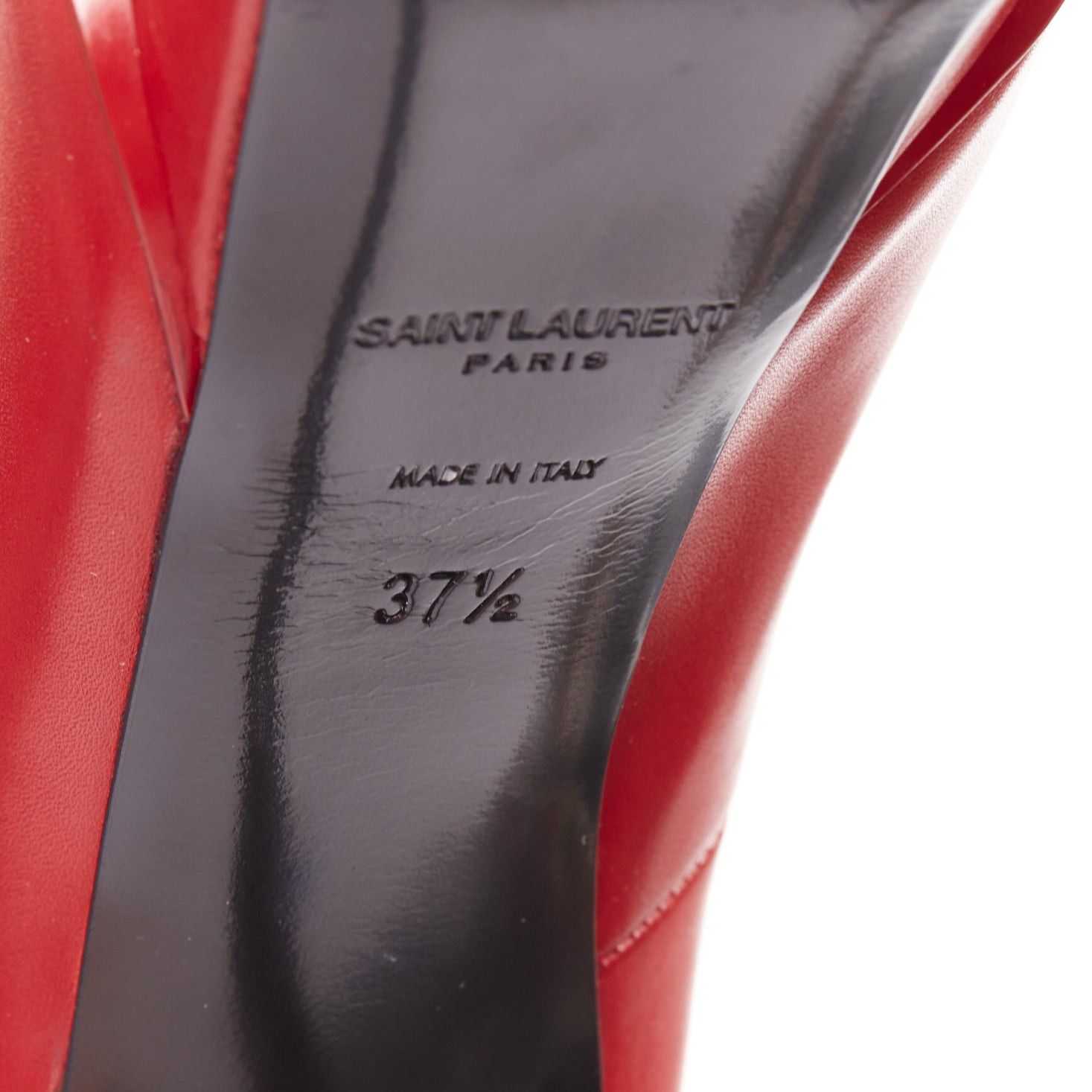 Saint Laurent Paris SAINT LAURENT Janis Rouge Oriente red calf leather studded heel platform pumps EU37.5 Size US 7.5 / IT 37.5 - 10 Thumbnail