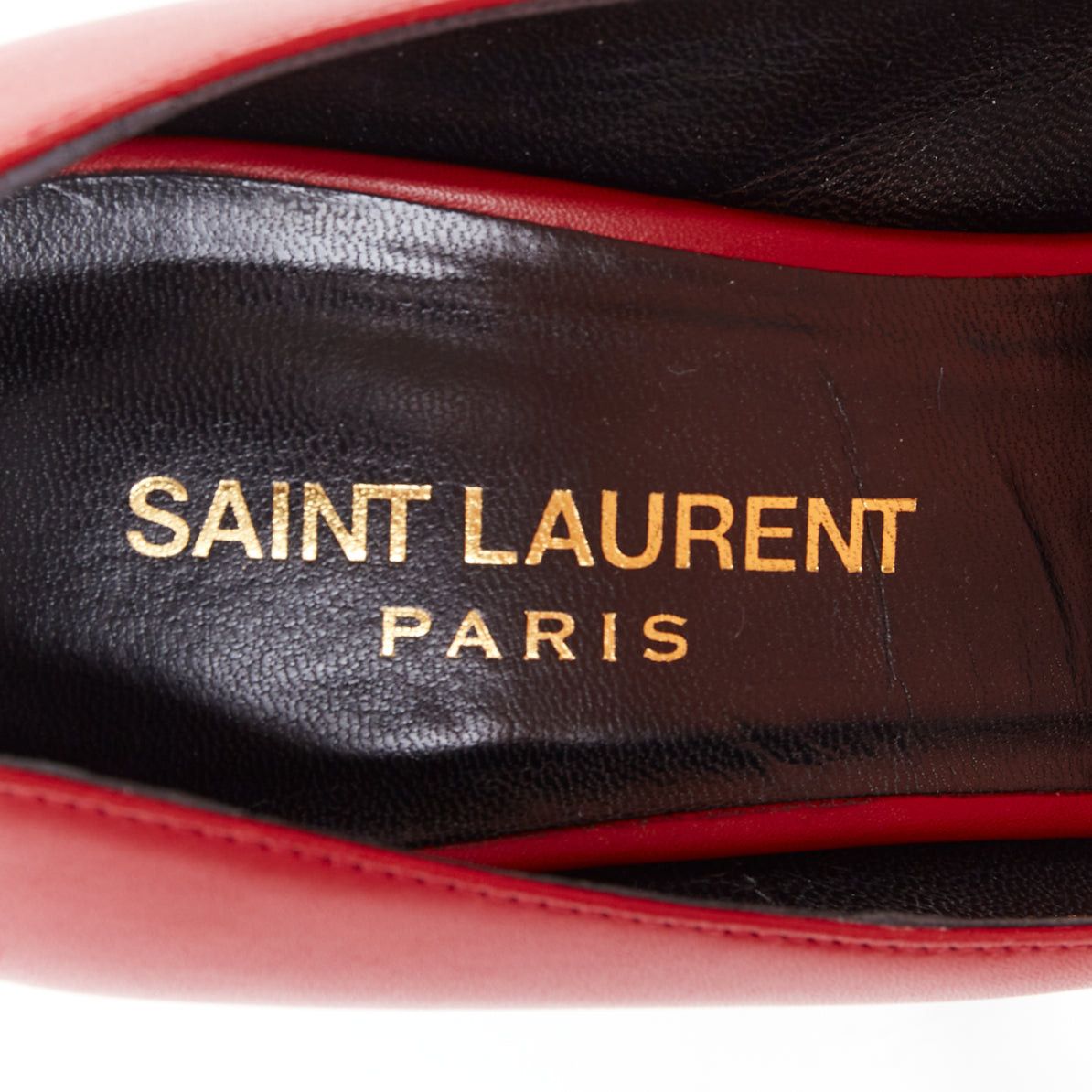 Saint Laurent Paris SAINT LAURENT Janis Rouge Oriente red calf leather studded heel platform pumps EU37.5 Size US 7.5 / IT 37.5 - 9 Thumbnail