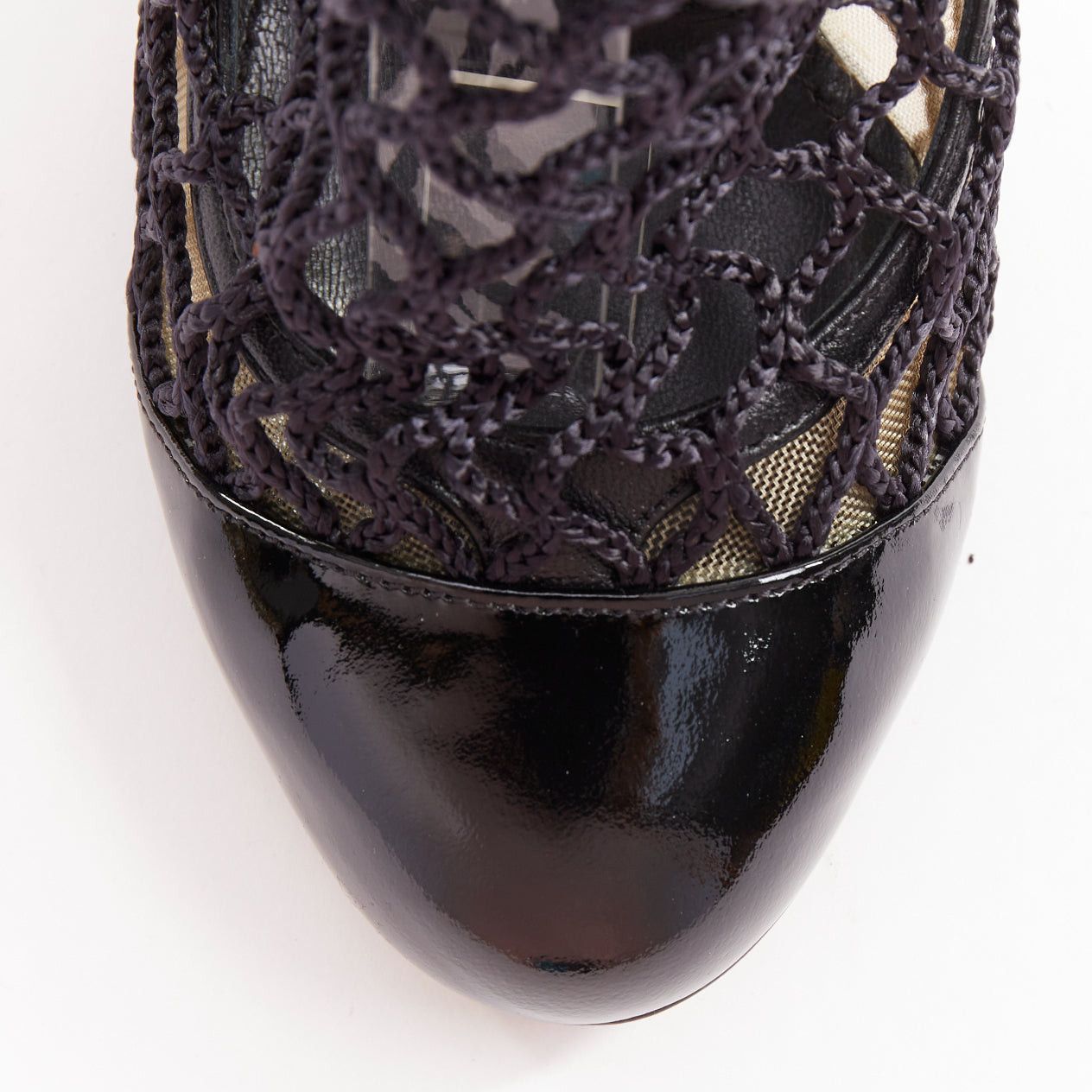 Dolce & Gabbana DOLCE GABBANA 2012 black patent leather fishnet panels maryjane heeled booties EU36 Size US 6 / IT 36 - 6 Thumbnail