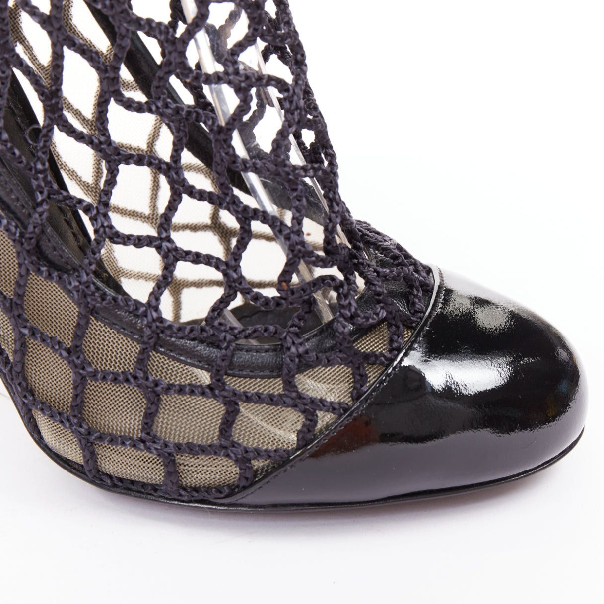 Dolce & Gabbana DOLCE GABBANA 2012 black patent leather fishnet panels maryjane heeled booties EU36 Size US 6 / IT 36 - 7 Thumbnail
