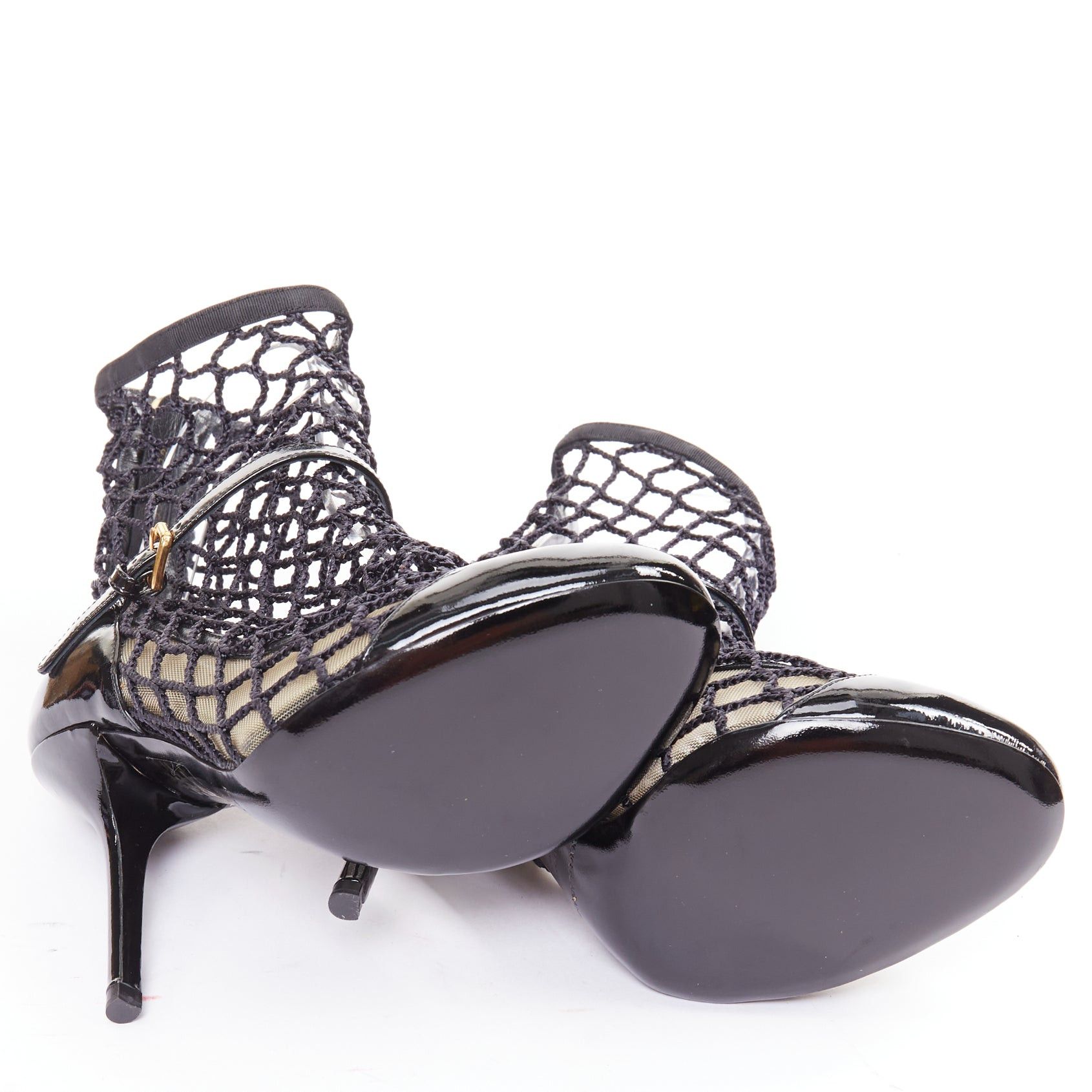 Dolce & Gabbana DOLCE GABBANA 2012 black patent leather fishnet panels maryjane heeled booties EU36 Size US 6 / IT 36 - 10 Thumbnail