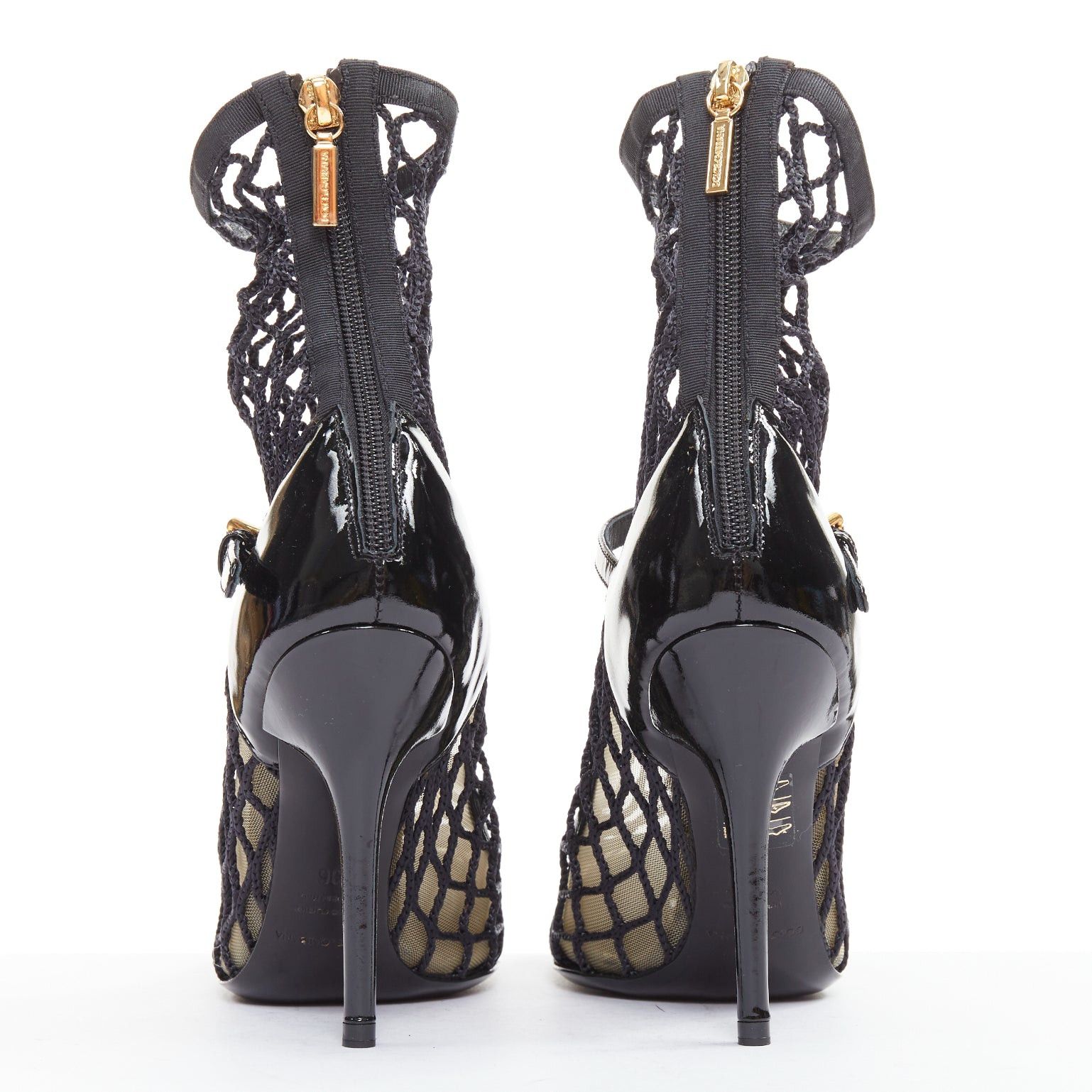 Dolce & Gabbana DOLCE GABBANA 2012 black patent leather fishnet panels maryjane heeled booties EU36 Size US 6 / IT 36 - 5 Thumbnail