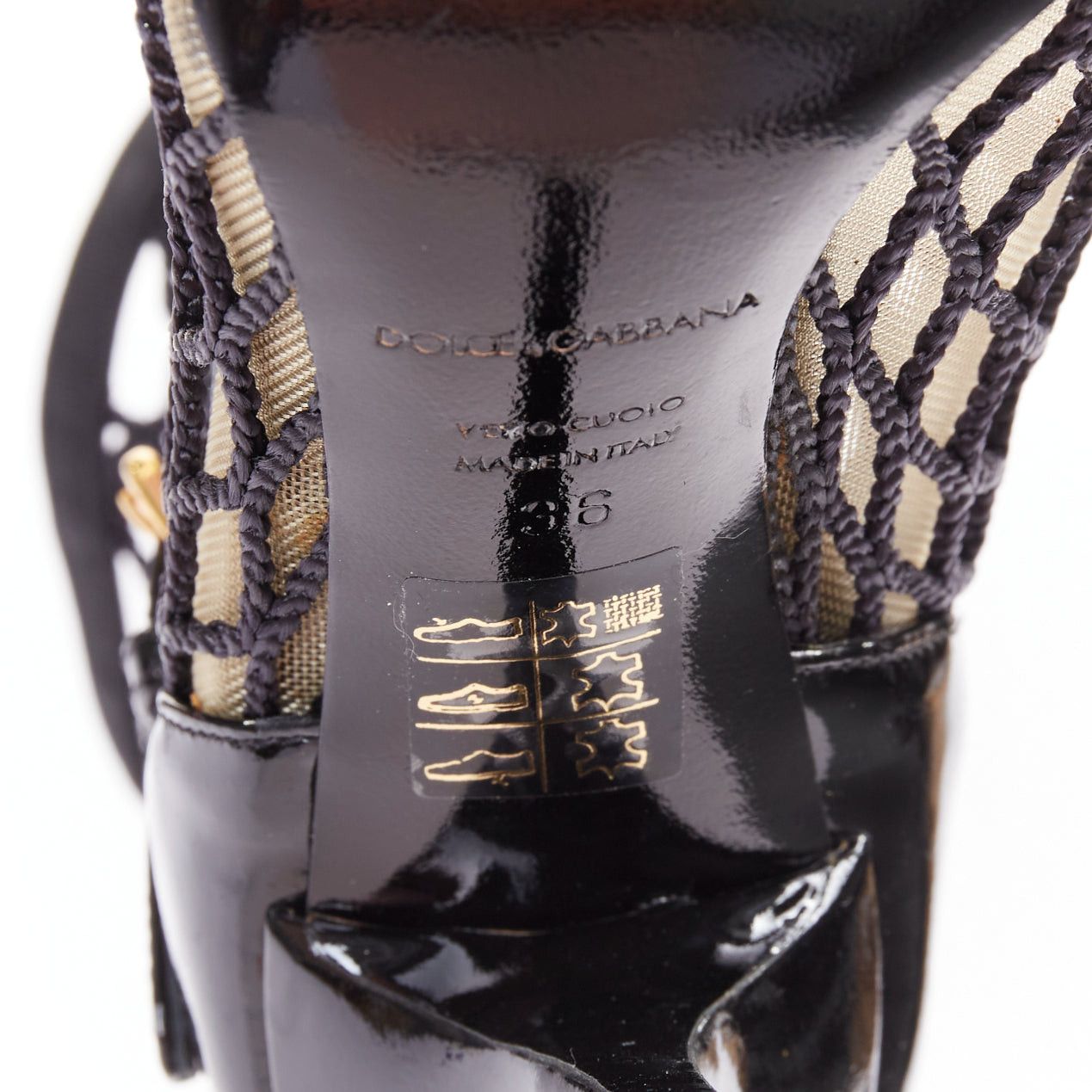Dolce & Gabbana DOLCE GABBANA 2012 black patent leather fishnet panels maryjane heeled booties EU36 Size US 6 / IT 36 - 9 Thumbnail