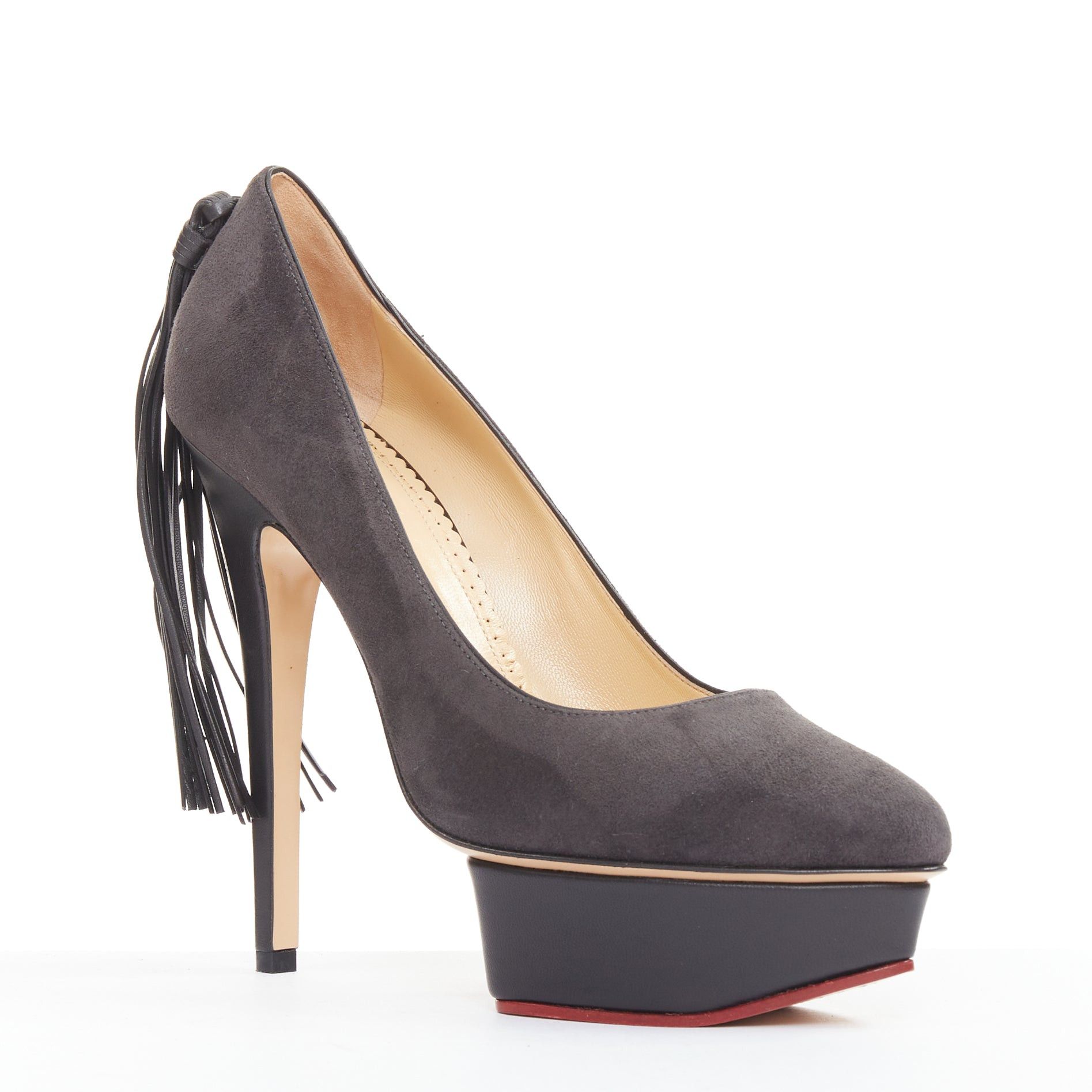 Charlotte Olympia CHARLOTTE OLYMPIA Dark Horse tassel tail grey suede platform pumps EU37.5 Size US 7.5 / IT 37.5 - 2 Thumbnail