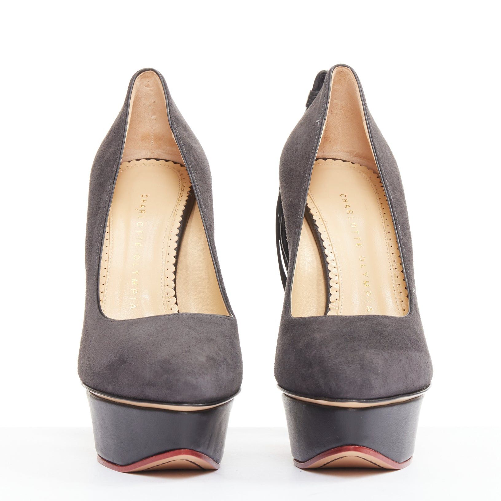 Charlotte Olympia CHARLOTTE OLYMPIA Dark Horse tassel tail grey suede platform pumps EU37.5 Size US 7.5 / IT 37.5 - 3 Thumbnail